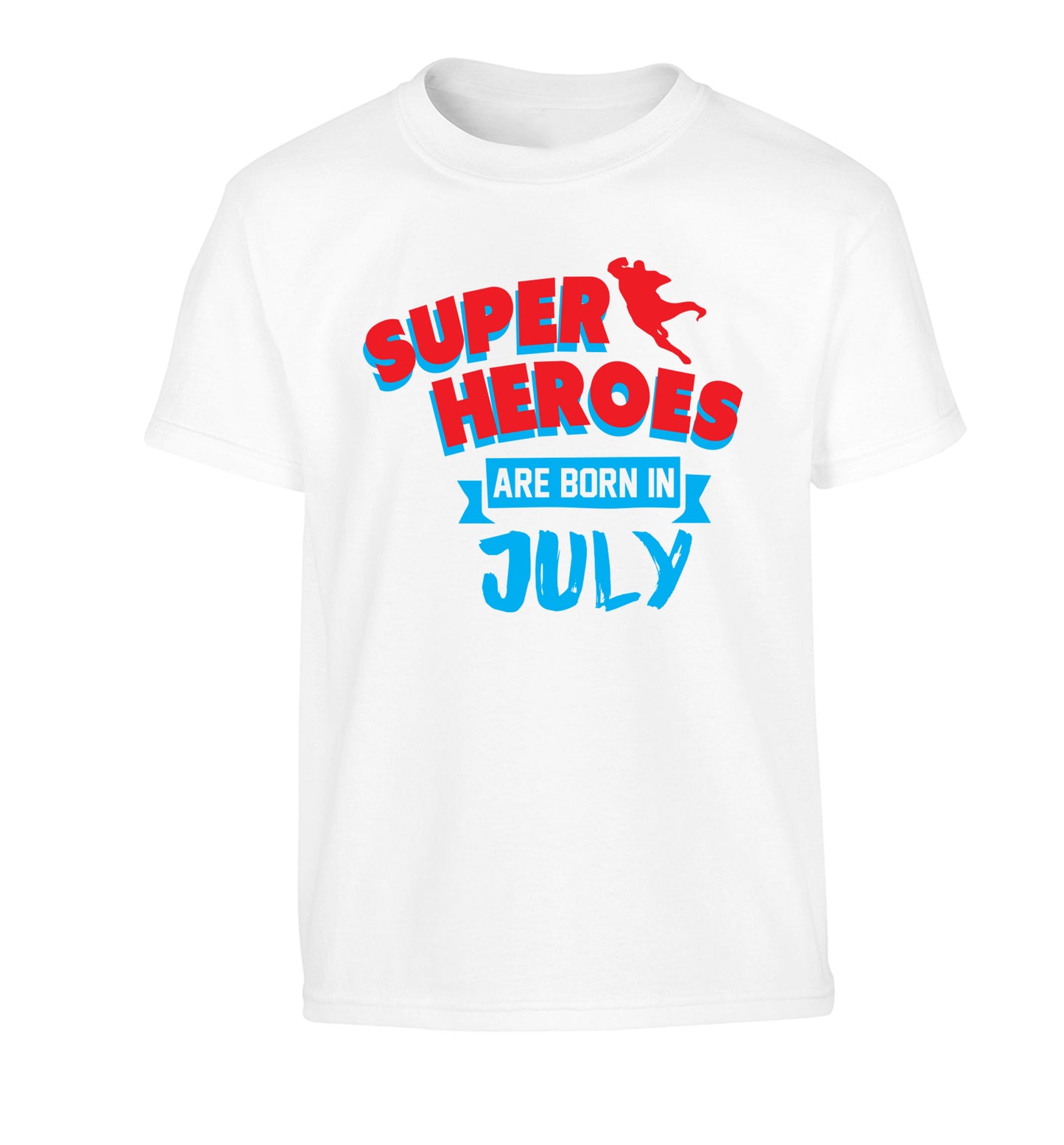 Superheroes are born in July Children's white Tshirt 12-13 Years