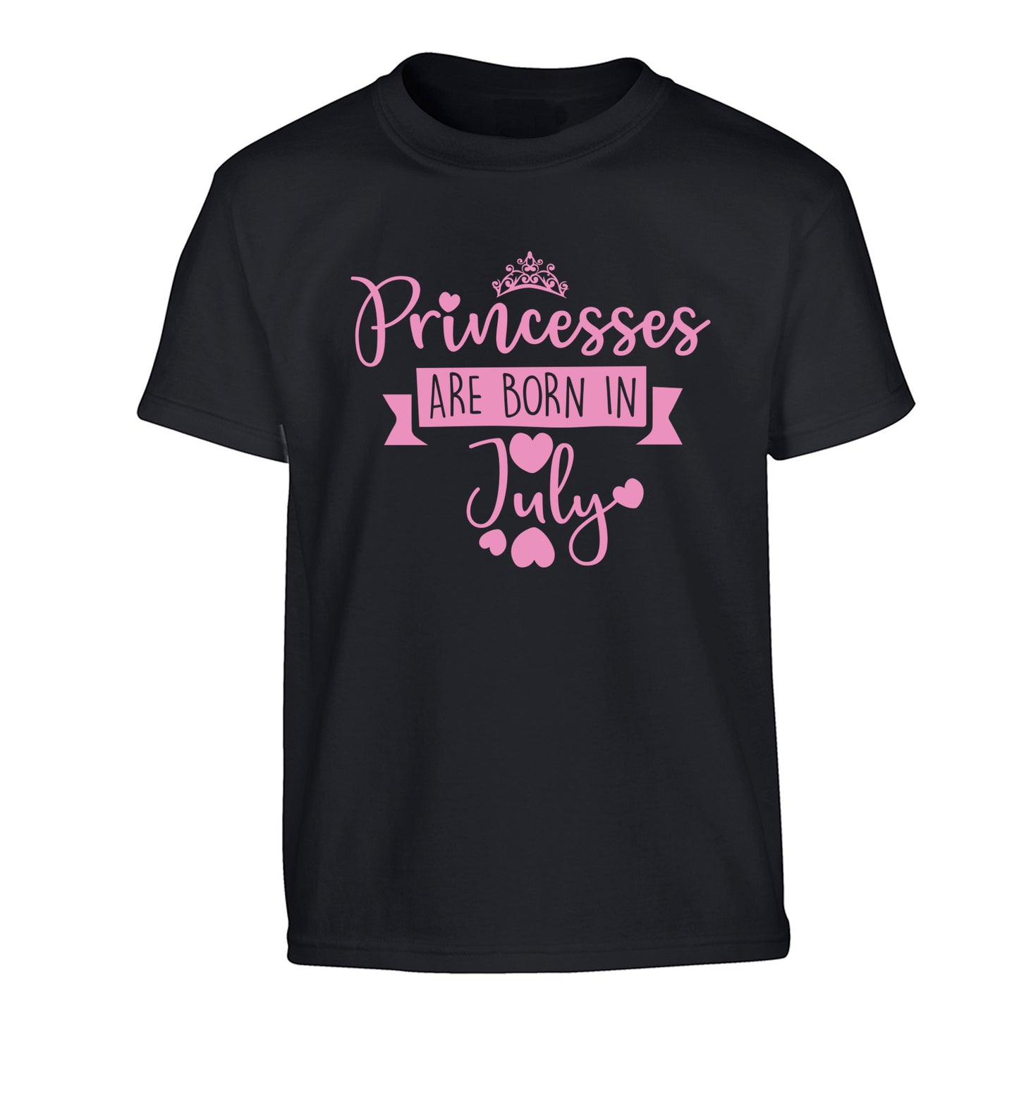 Princesses are born in July Children's black Tshirt 12-13 Years