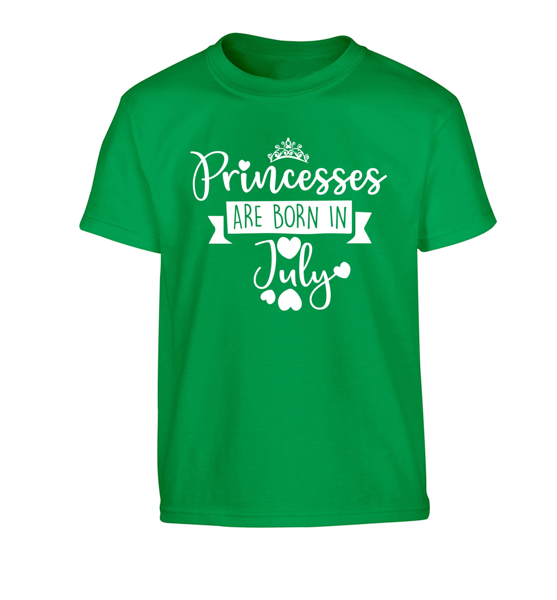 Princesses are born in July Children's green Tshirt 12-13 Years