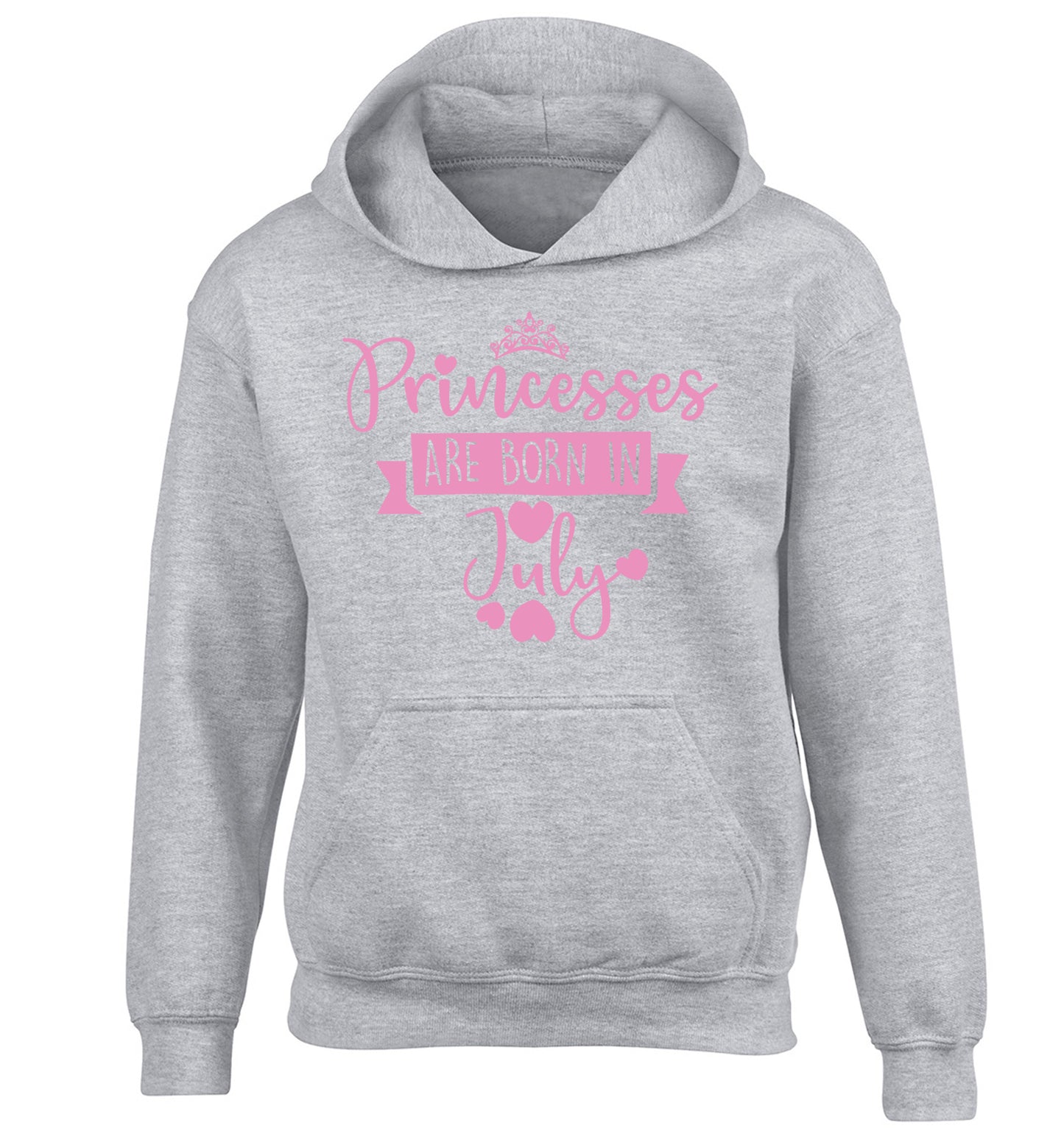 Princesses are born in July children's grey hoodie 12-13 Years