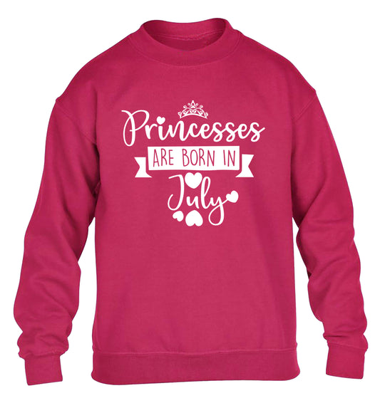 Princesses are born in July children's pink sweater 12-13 Years