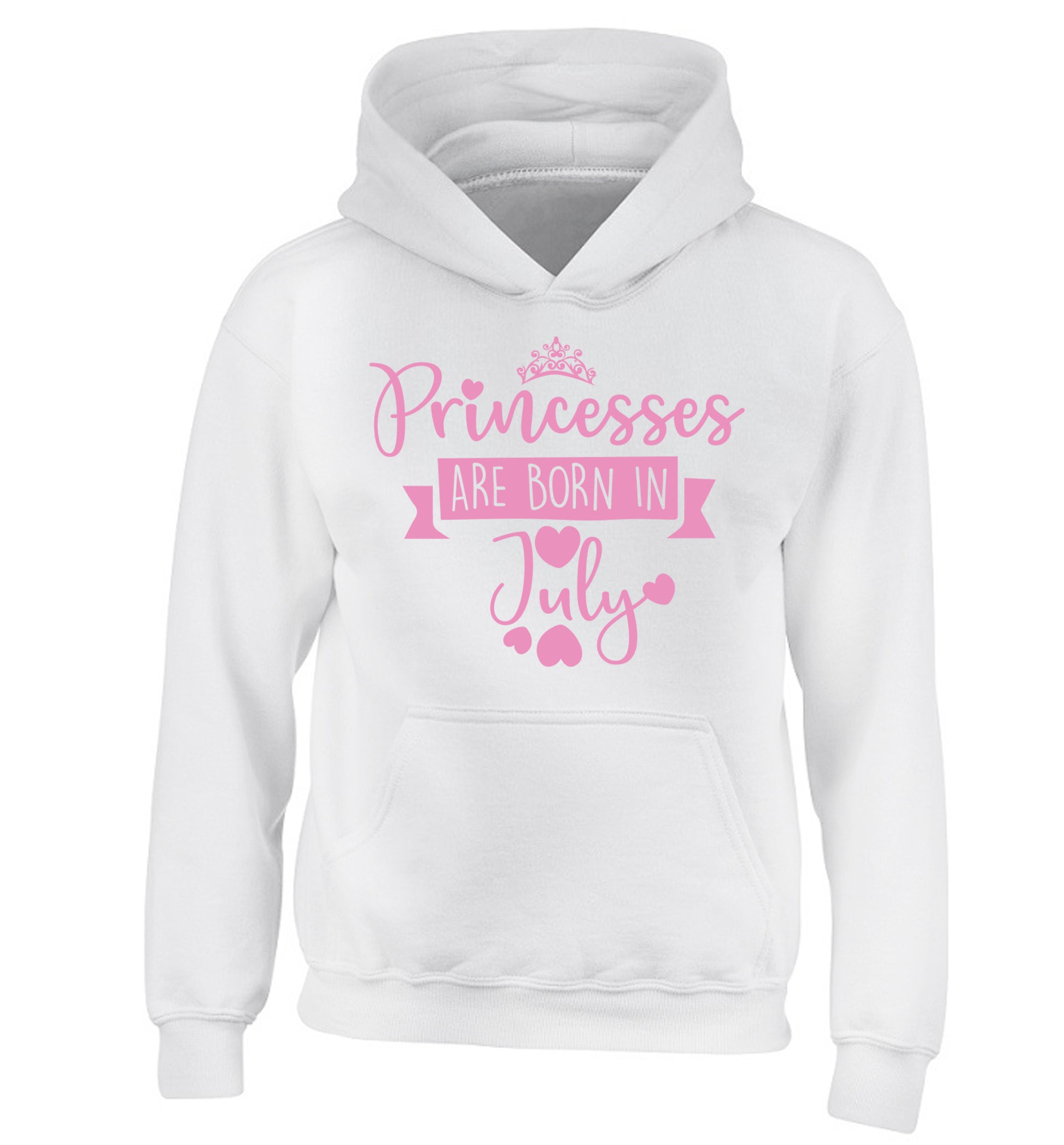 Princesses are born in July children's white hoodie 12-13 Years