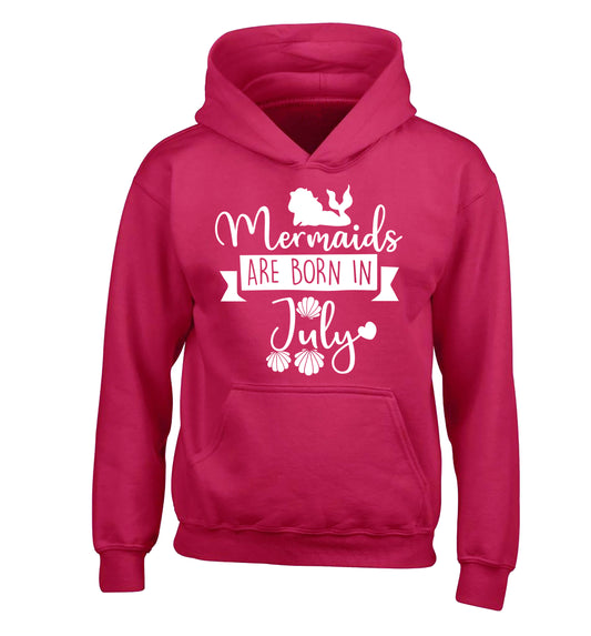 Mermaids are born in July children's pink hoodie 12-13 Years