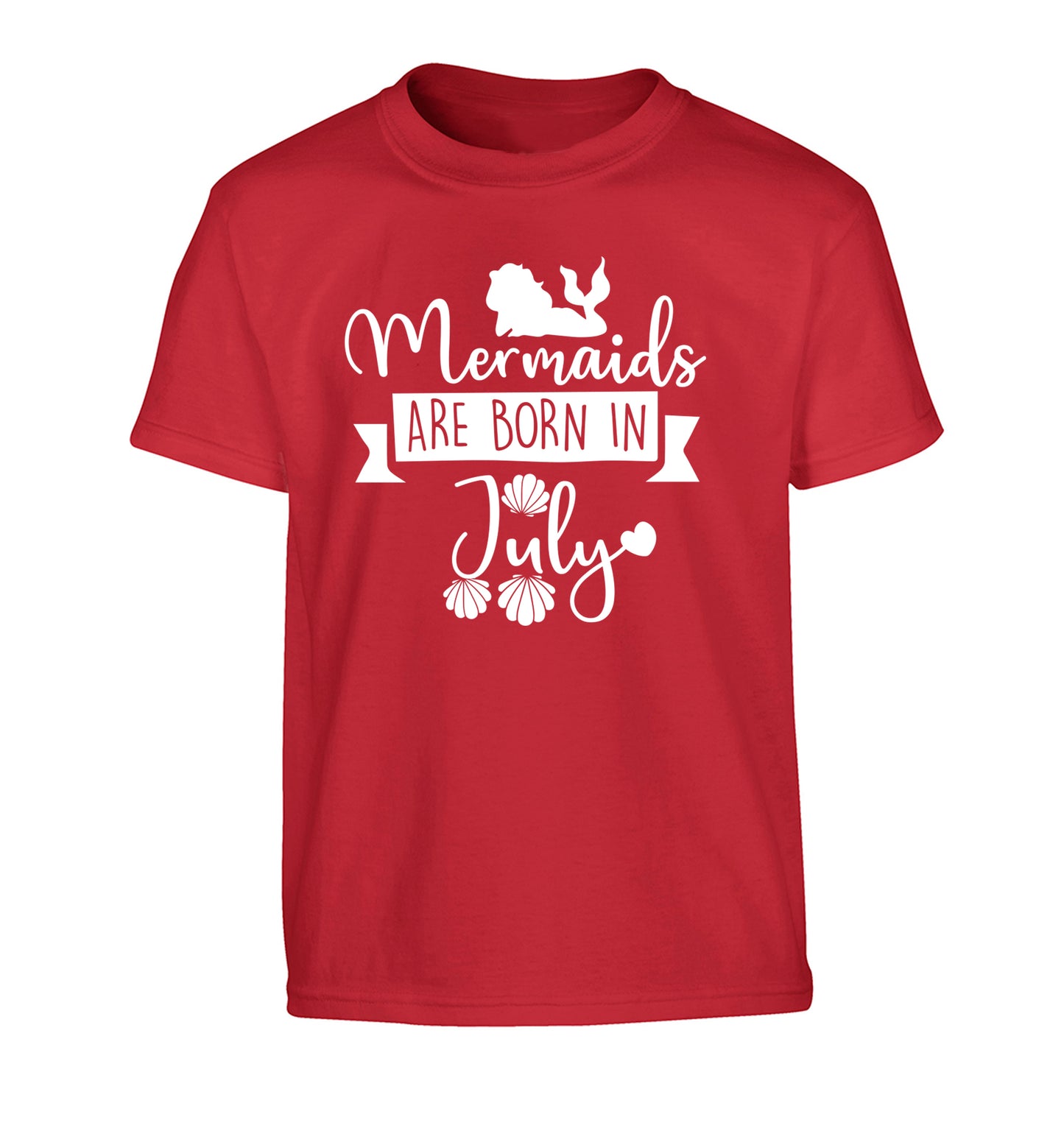Mermaids are born in July Children's red Tshirt 12-13 Years