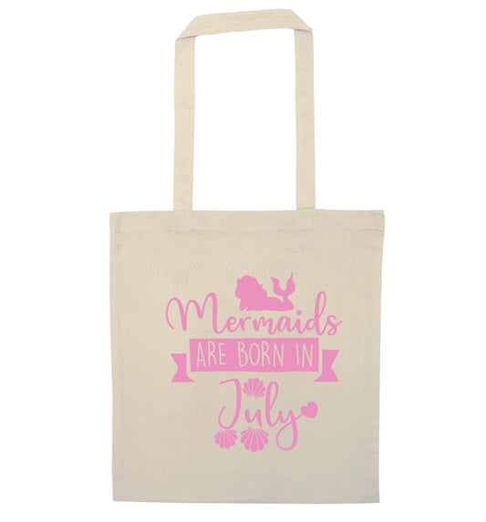 Mermaids are born in July natural tote bag