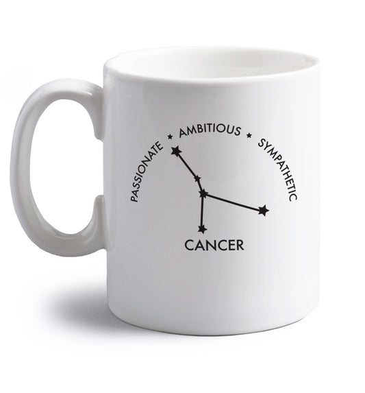 Cancer star sign passionate ambitious sympathetic right handed white ceramic mug 