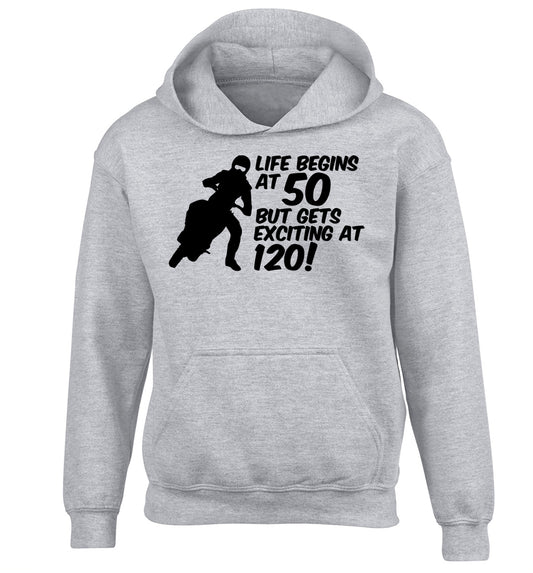 Life begins at 50 but it gets exciting at 120 children's grey hoodie 12-13 Years