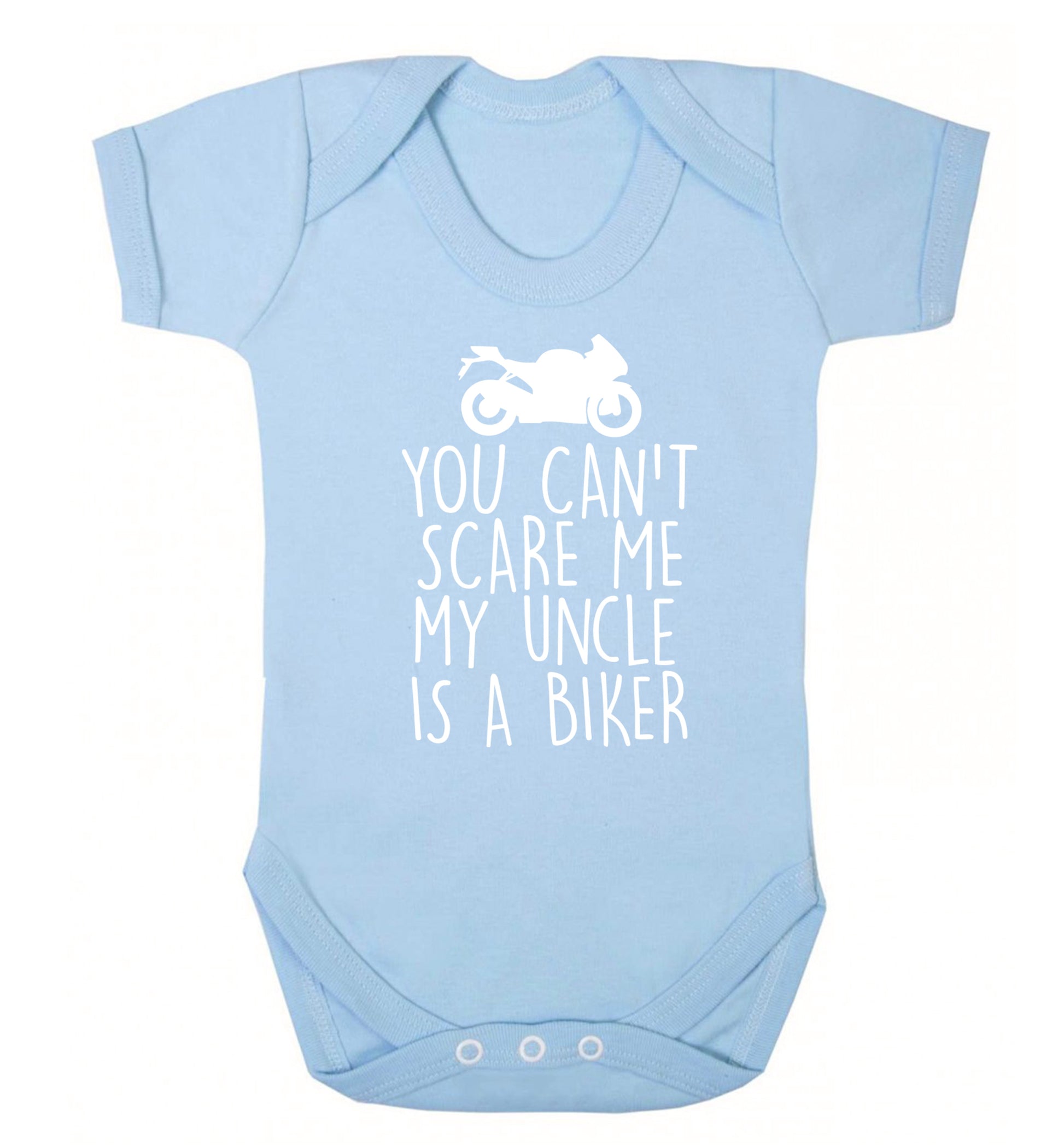 You can't scare me my uncle is a biker Baby Vest pale blue 18-24 months