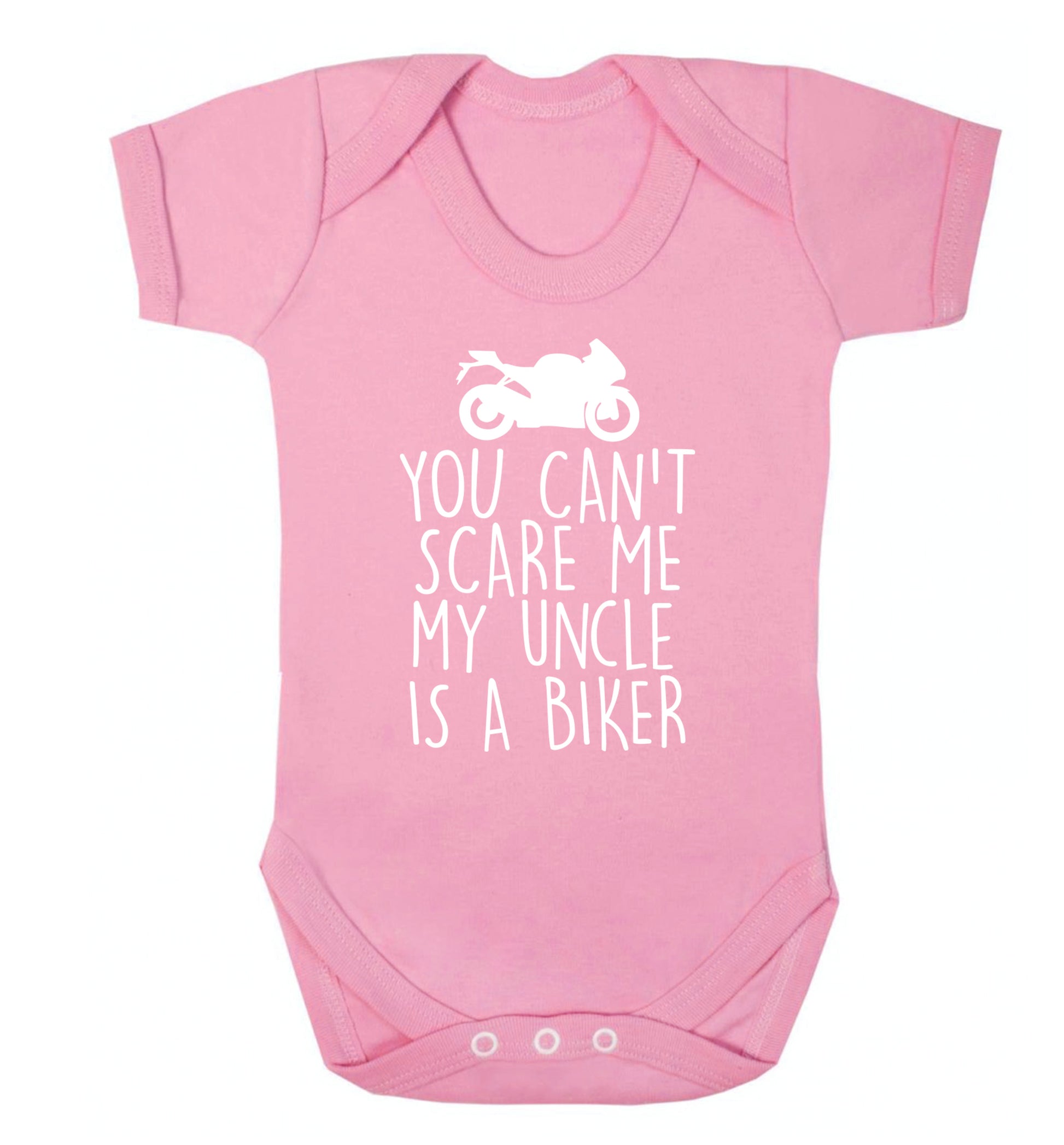 You can't scare me my uncle is a biker Baby Vest pale pink 18-24 months