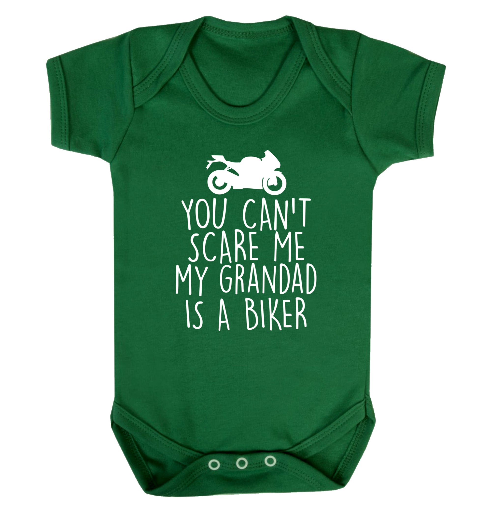 You can't scare me my grandad is a biker Baby Vest green 18-24 months
