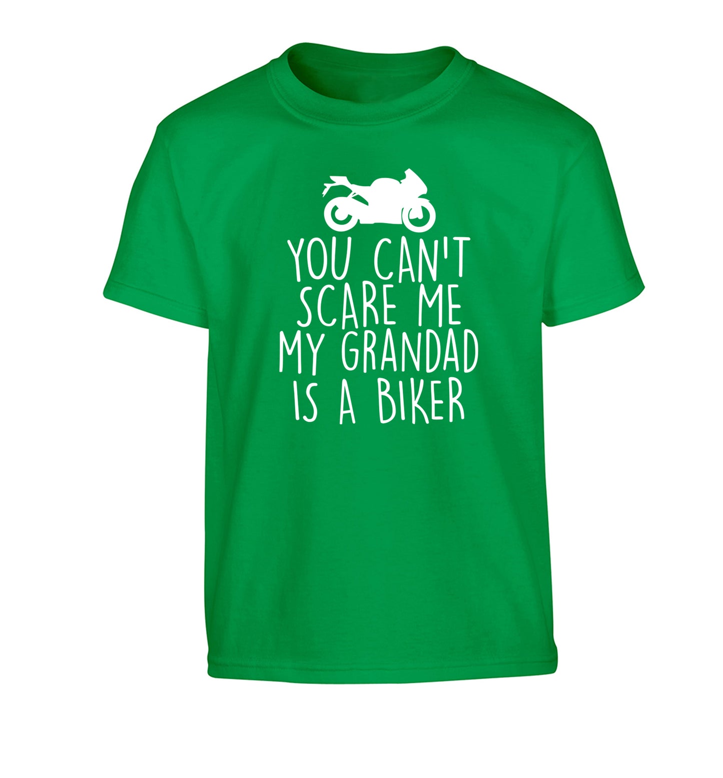 You can't scare me my grandad is a biker Children's green Tshirt 12-13 Years