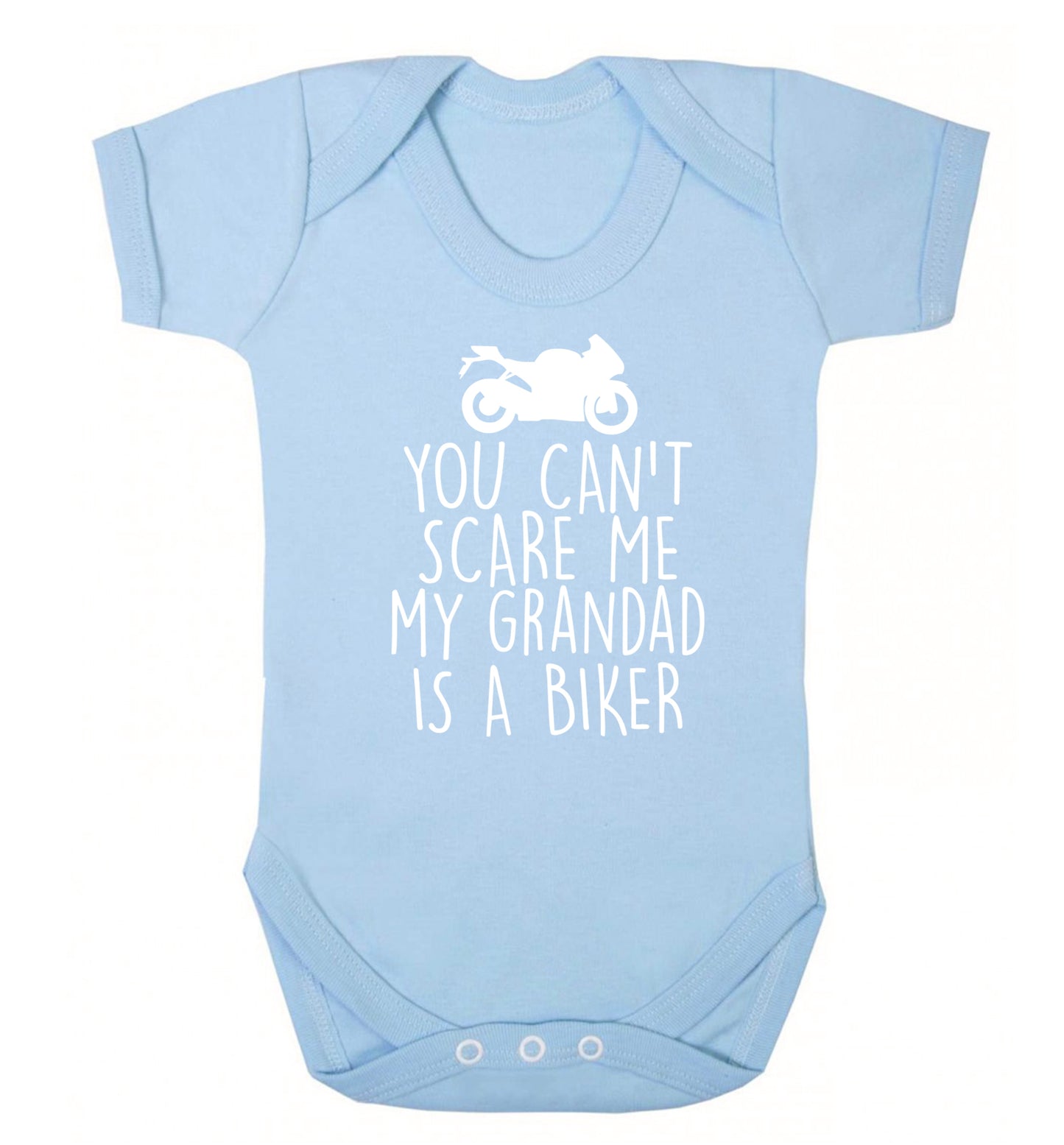 You can't scare me my grandad is a biker Baby Vest pale blue 18-24 months