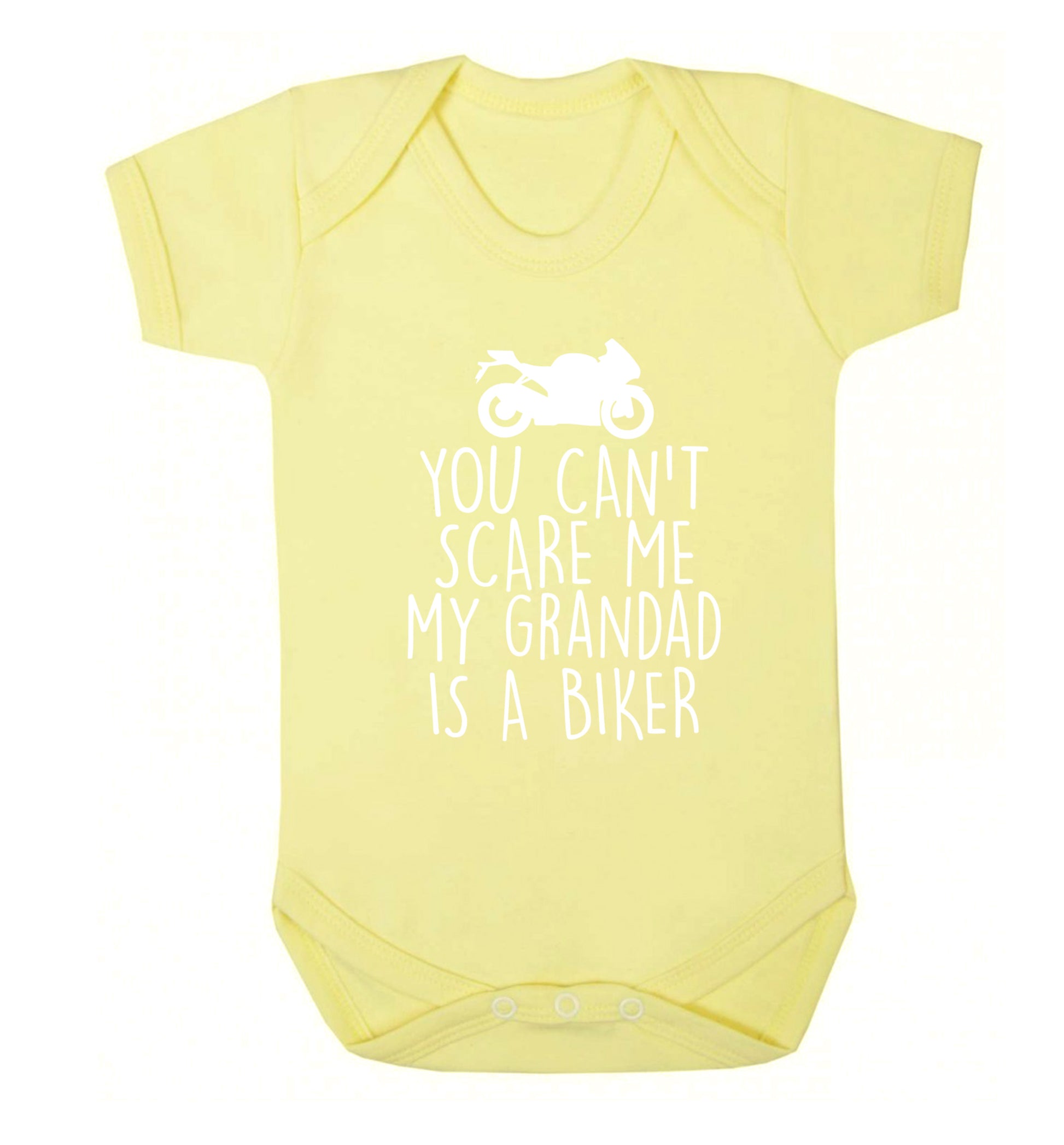 You can't scare me my grandad is a biker Baby Vest pale yellow 18-24 months