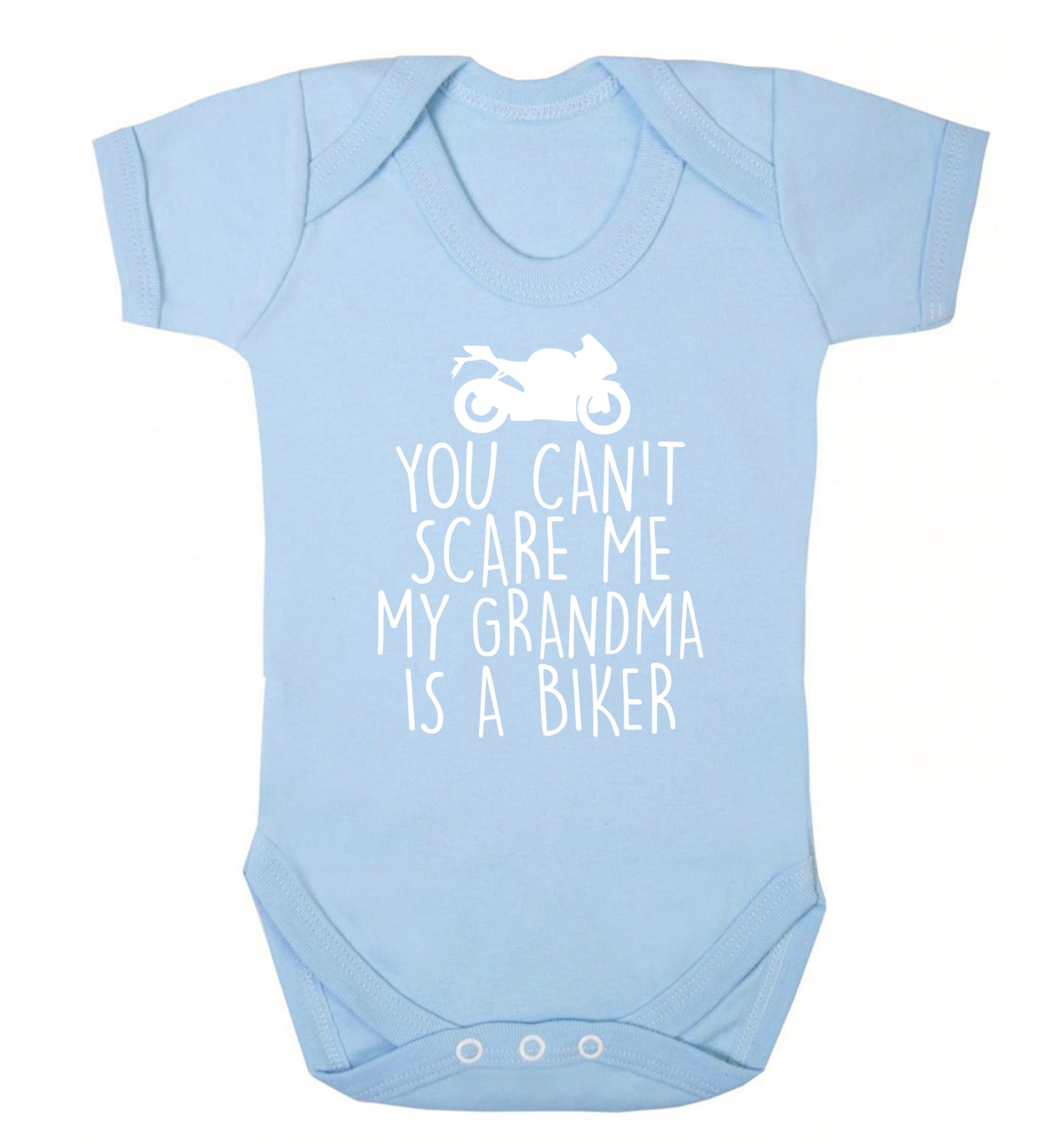You can't scare me my grandma is a biker Baby Vest pale blue 18-24 months