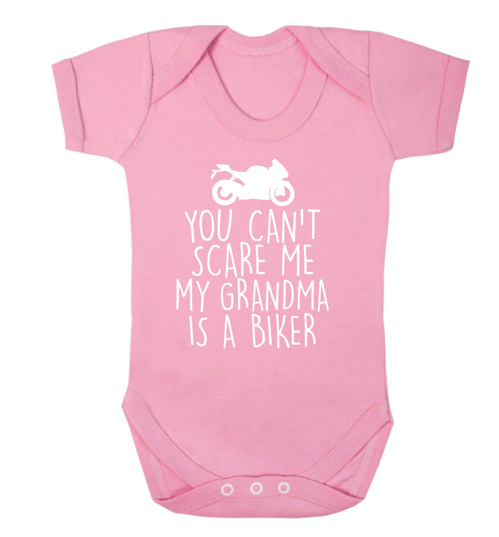 You can't scare me my grandma is a biker Baby Vest pale pink 18-24 months