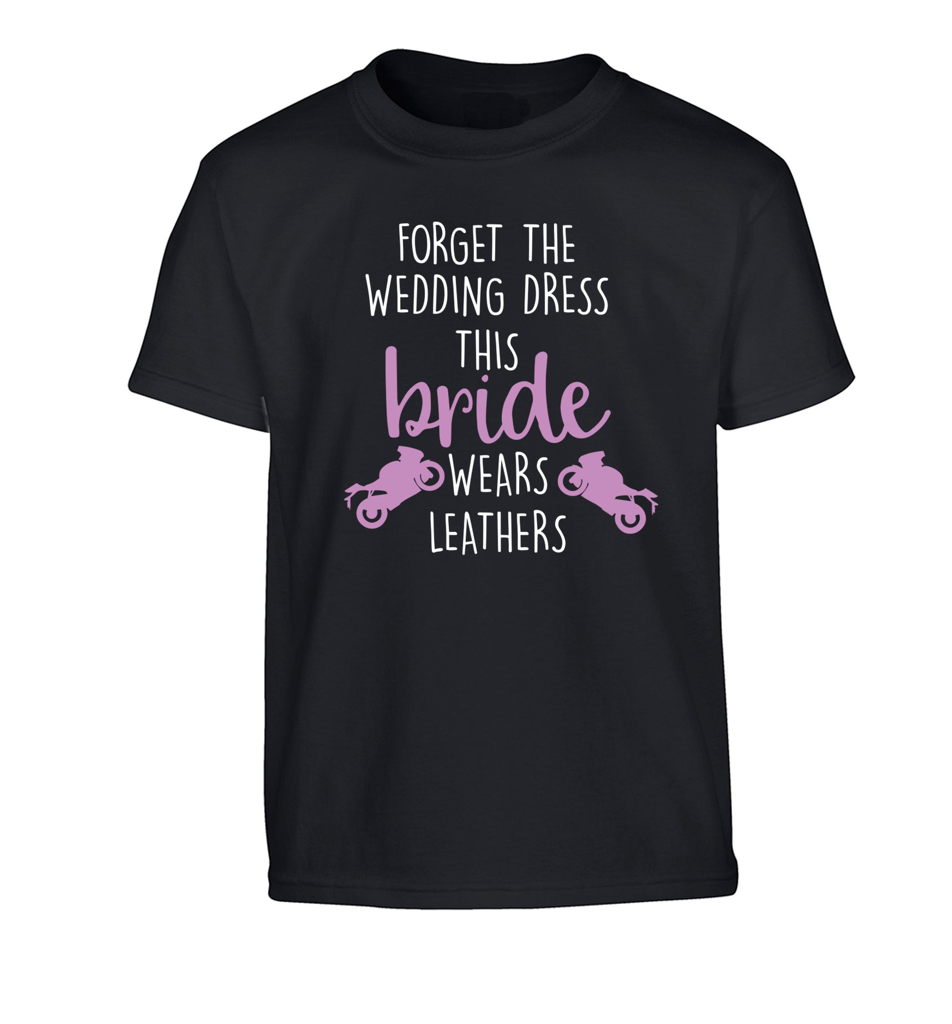 Forget the wedding dress this bride wears leathers Children's black Tshirt 12-13 Years