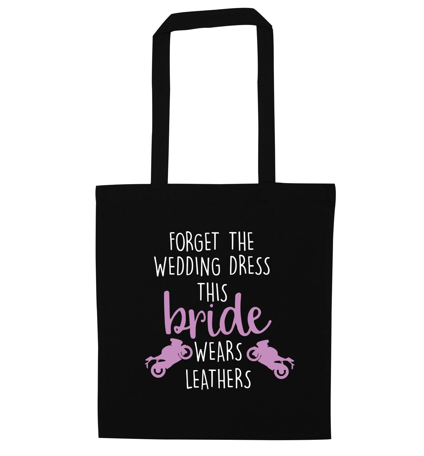 Forget the wedding dress this bride wears leathers black tote bag