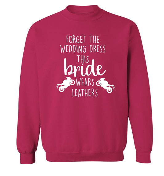 Forget Wedding Dress Bride Wears Leathers Adult's unisex pink Sweater 2XL