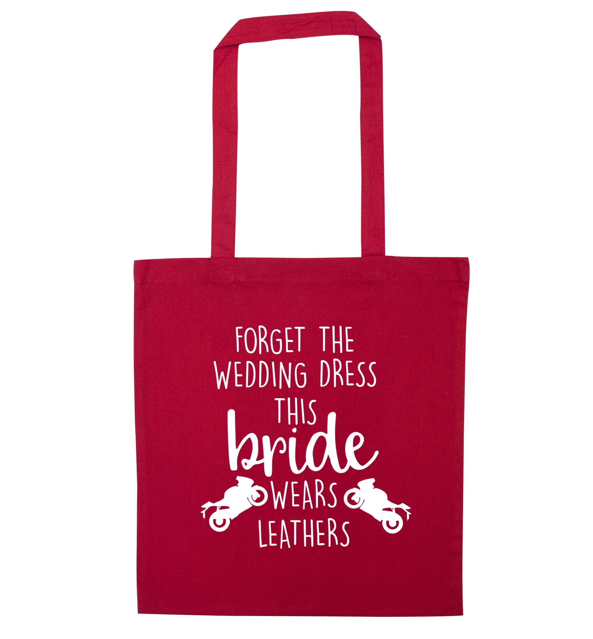 Forget the wedding dress this bride wears leathers red tote bag