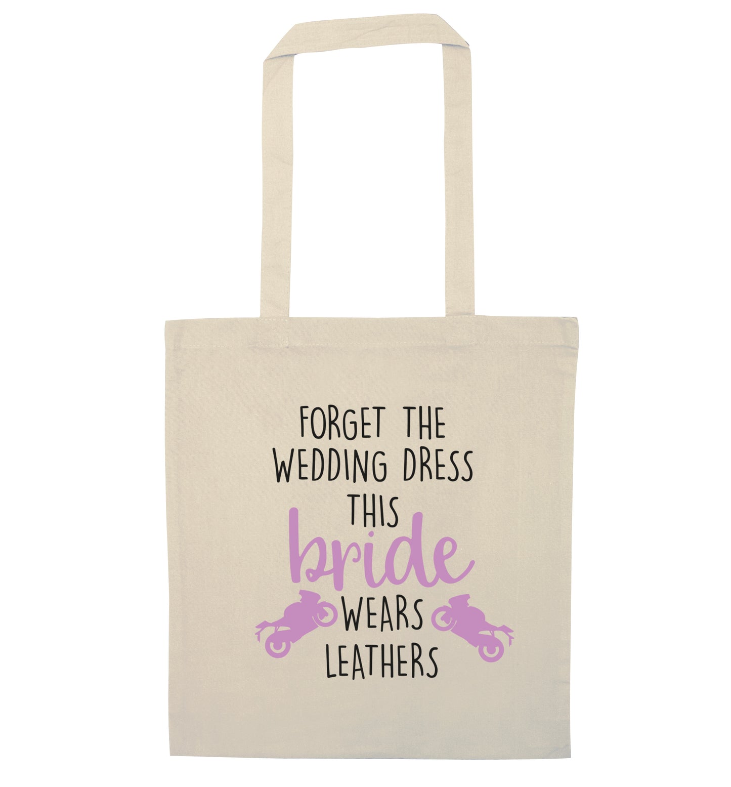 Forget Wedding Dress Bride Wears Leathers natural tote bag