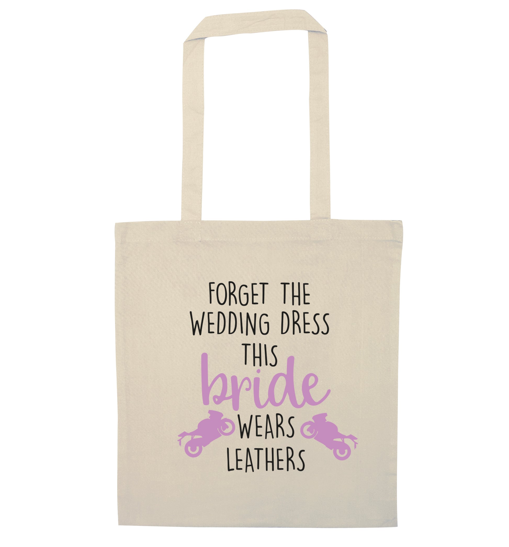 Forget Wedding Dress Bride Wears Leathers natural tote bag