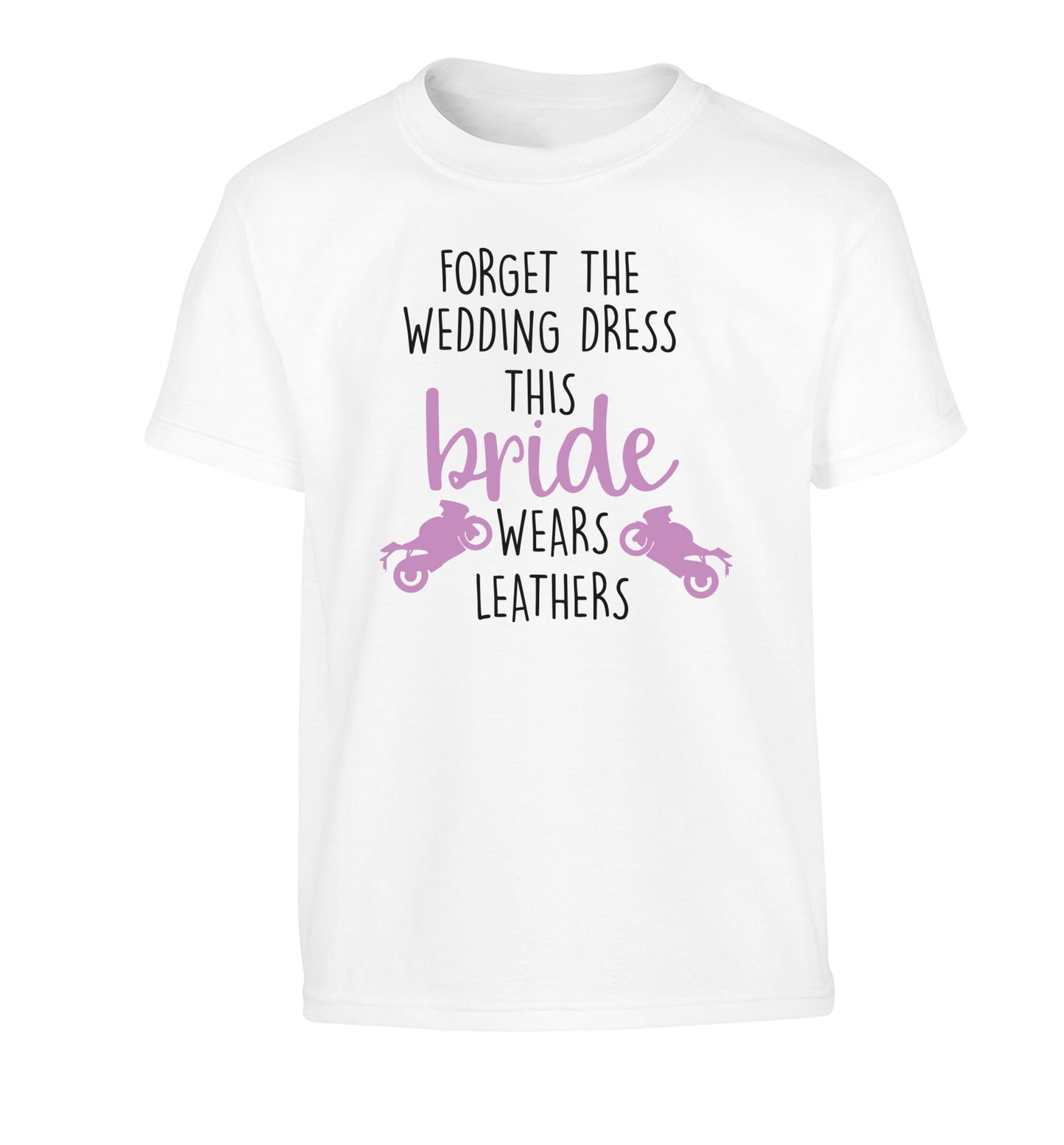 Forget the wedding dress this bride wears leathers Children's white Tshirt 12-13 Years