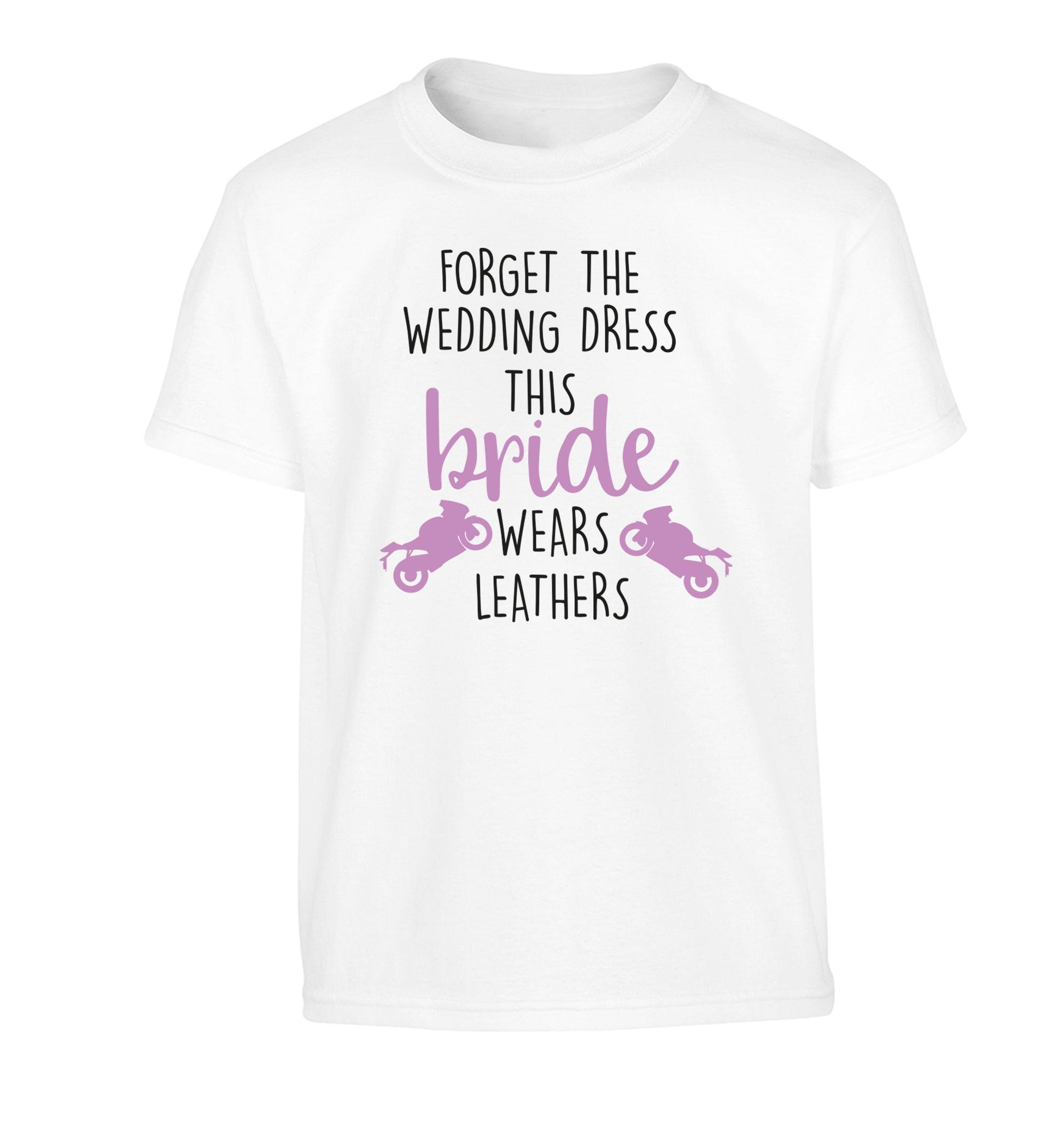 Forget the wedding dress this bride wears leathers Children's white Tshirt 12-13 Years