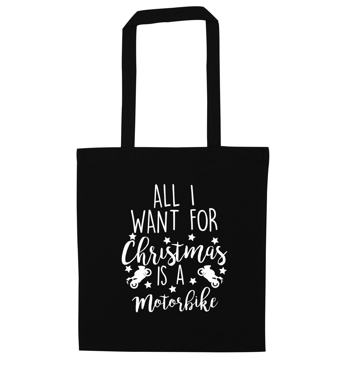 All I want for Christmas is a motorbike black tote bag