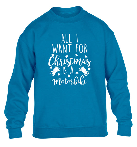 All I want for Christmas is a motorbike children's blue sweater 12-13 Years