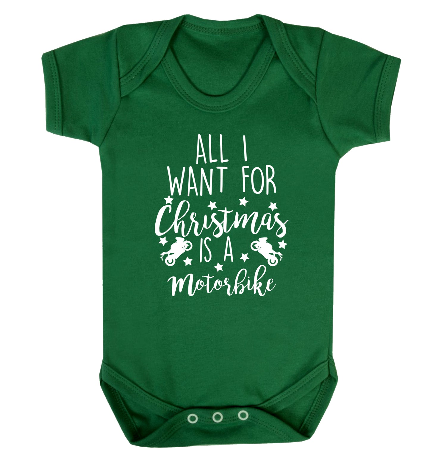 All I want for Christmas is a motorbike Baby Vest green 18-24 months