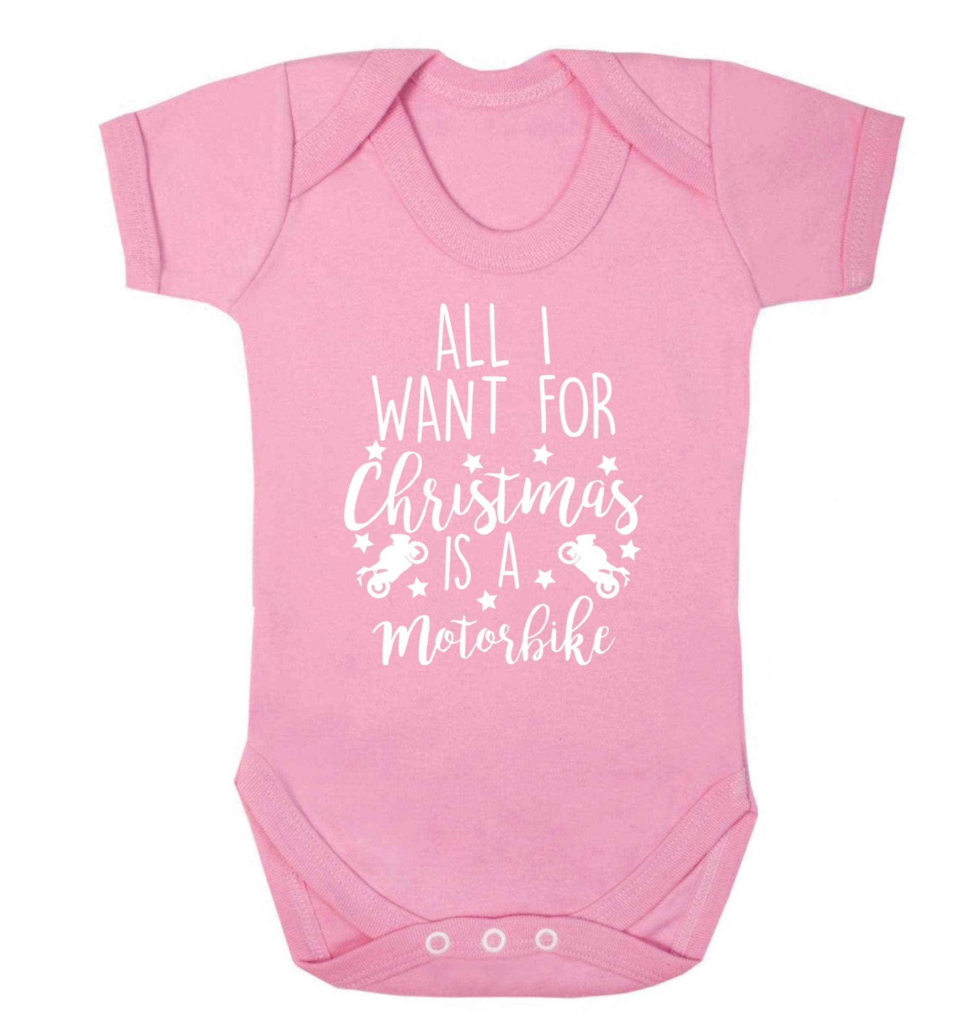 All I want for Christmas is a motorbike Baby Vest pale pink 18-24 months