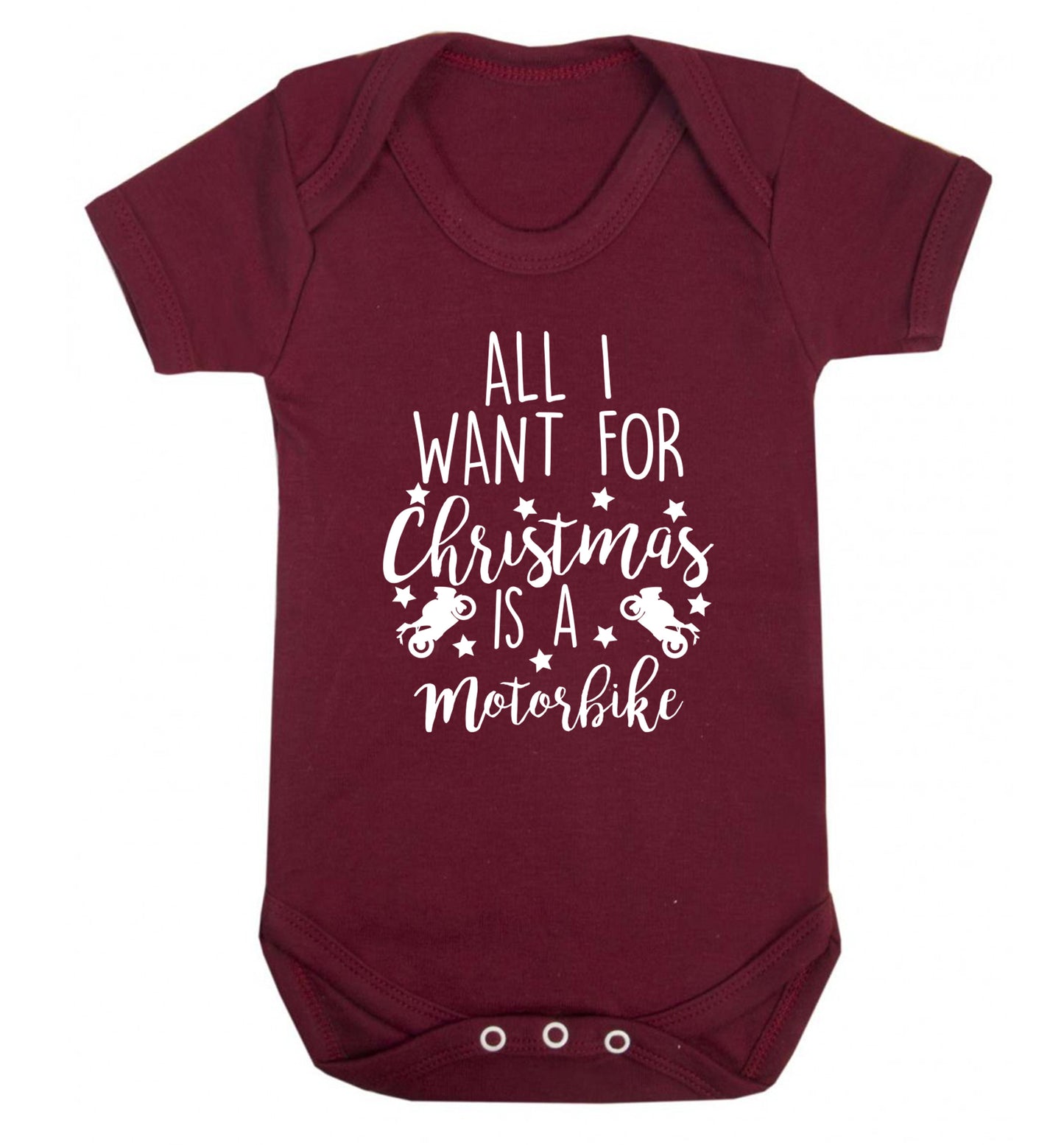All I want for Christmas is a motorbike Baby Vest maroon 18-24 months