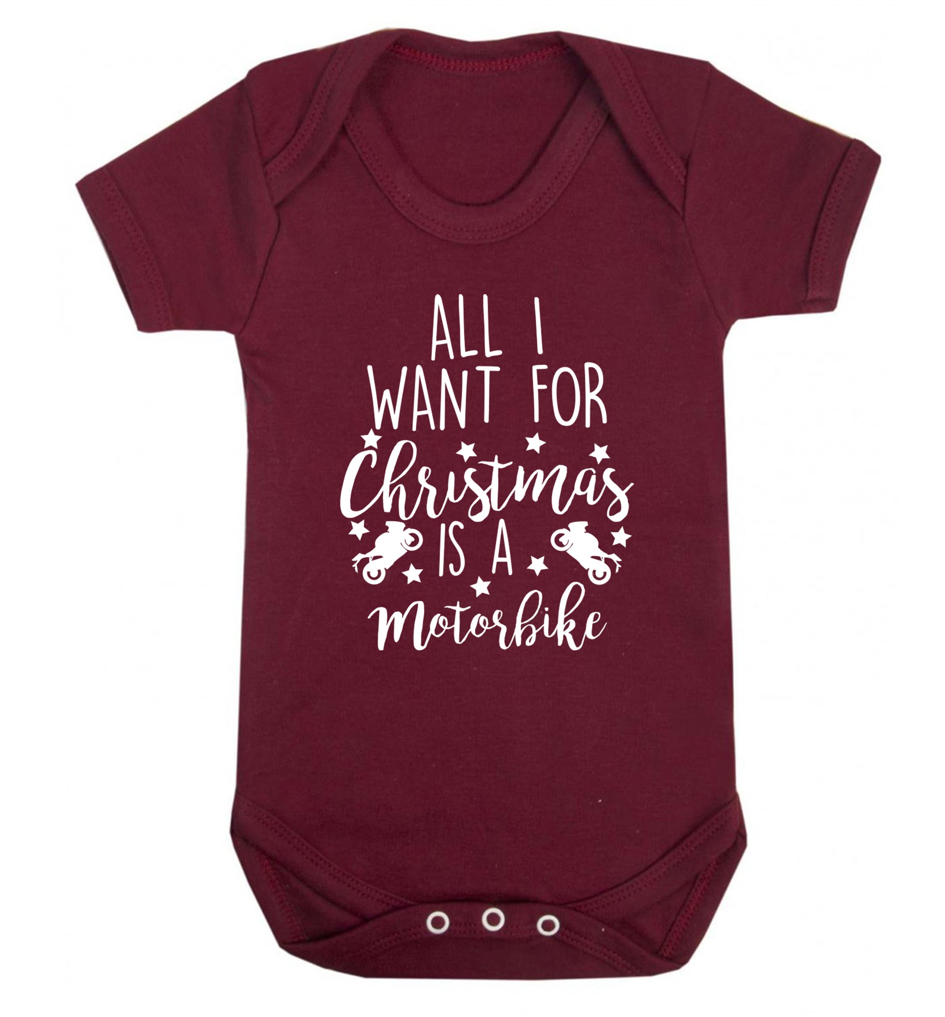 All I want for Christmas is a motorbike Baby Vest maroon 18-24 months