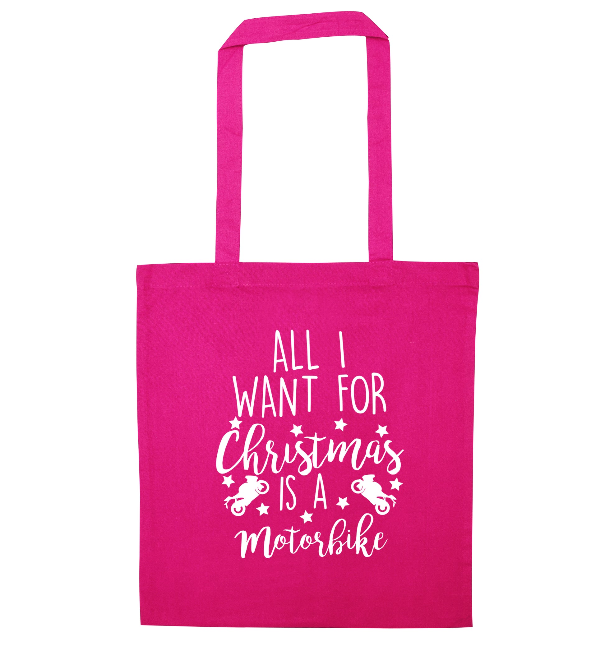 All I want for Christmas is a motorbike pink tote bag