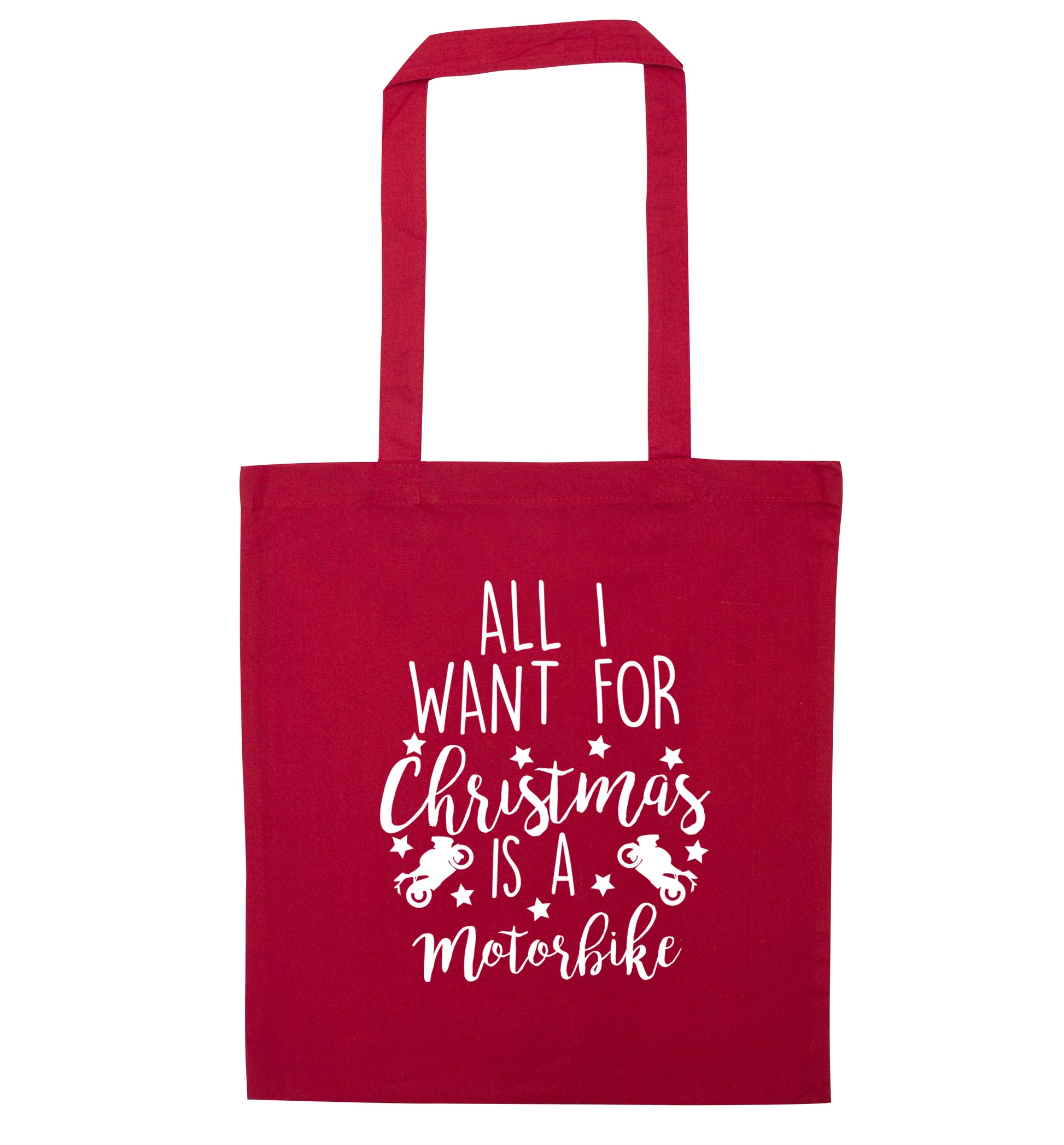 All I want for Christmas is a motorbike red tote bag