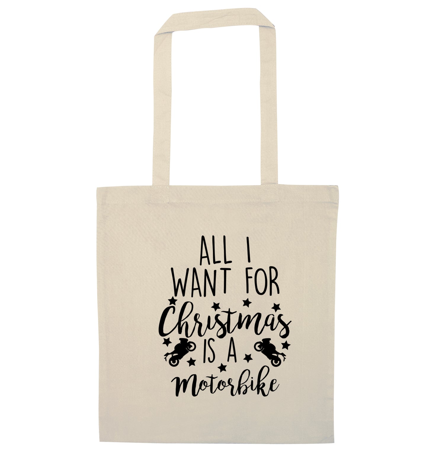 All I want for Christmas is a motorbike natural tote bag