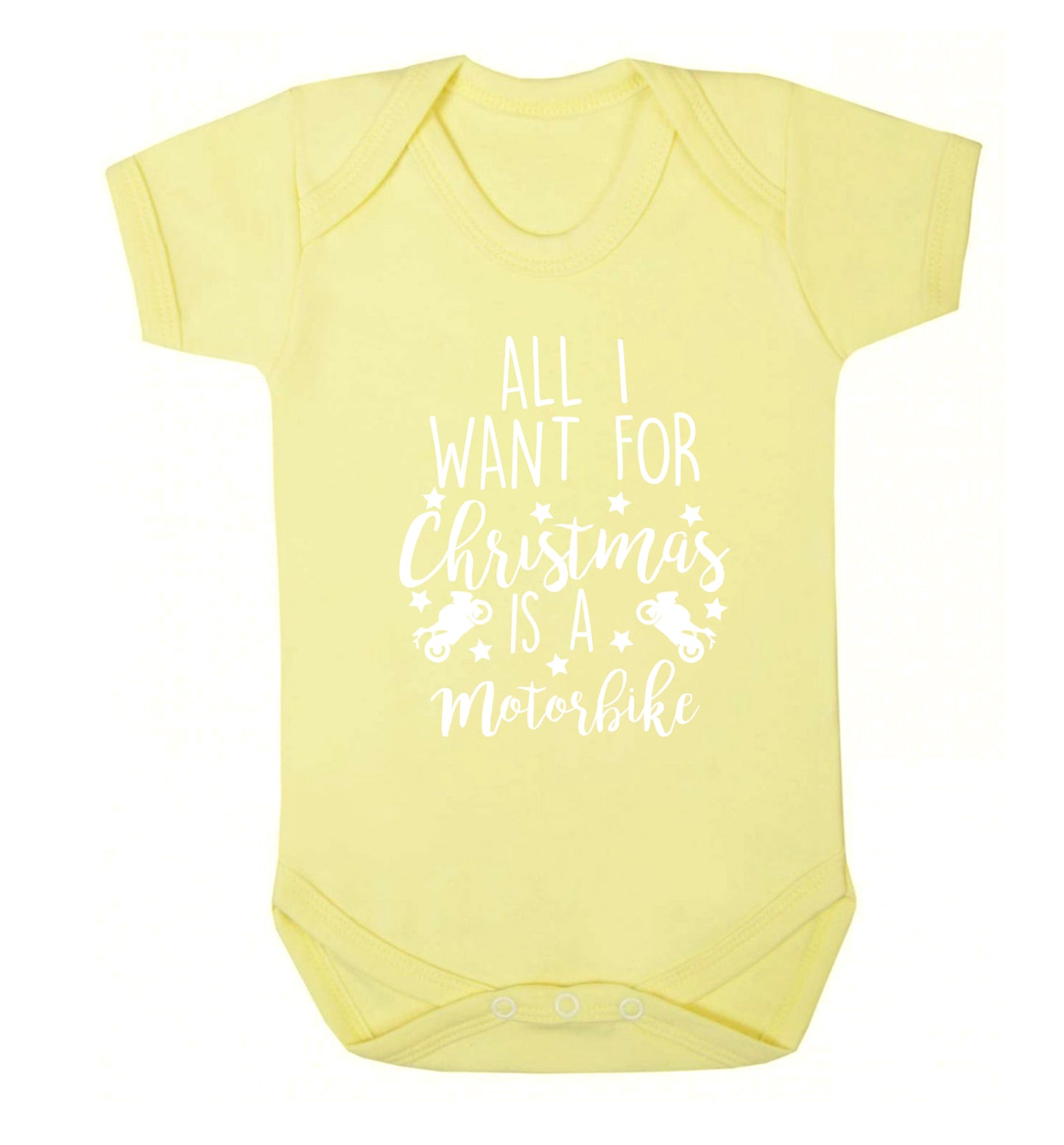 All I want for Christmas is a motorbike Baby Vest pale yellow 18-24 months