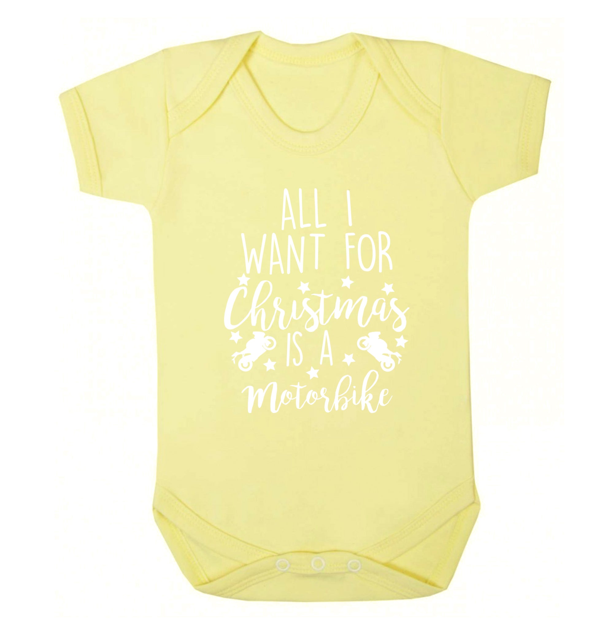 All I want for Christmas is a motorbike Baby Vest pale yellow 18-24 months