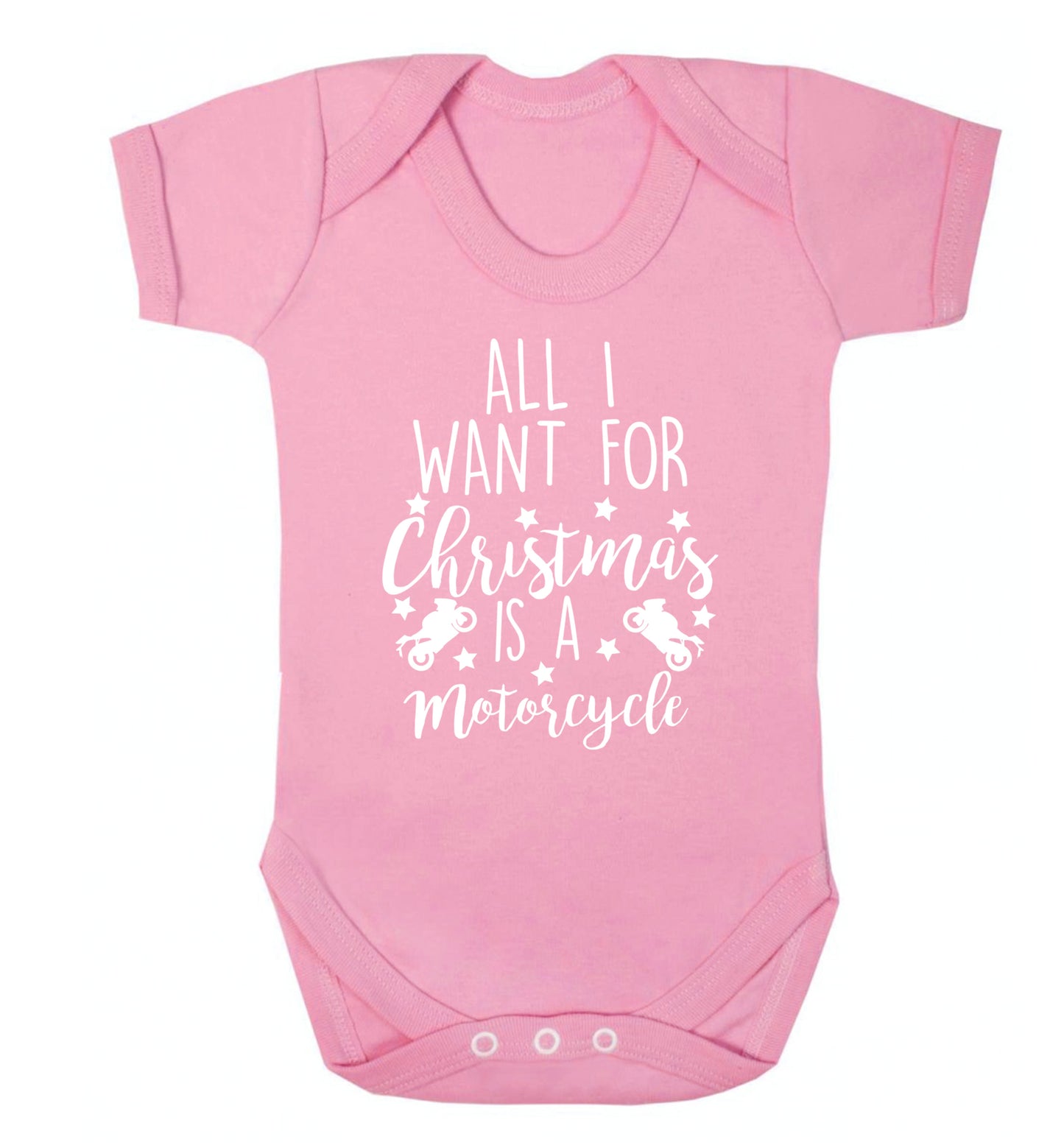 All I want for Christmas is a motorcycle Baby Vest pale pink 18-24 months