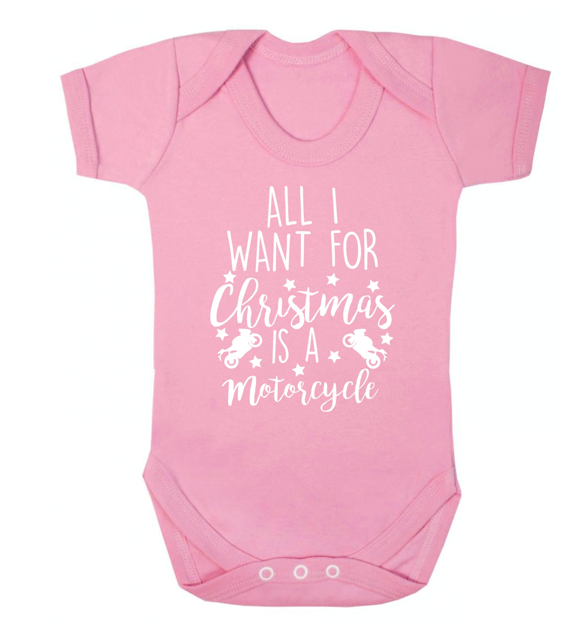 All I want for Christmas is a motorcycle Baby Vest pale pink 18-24 months