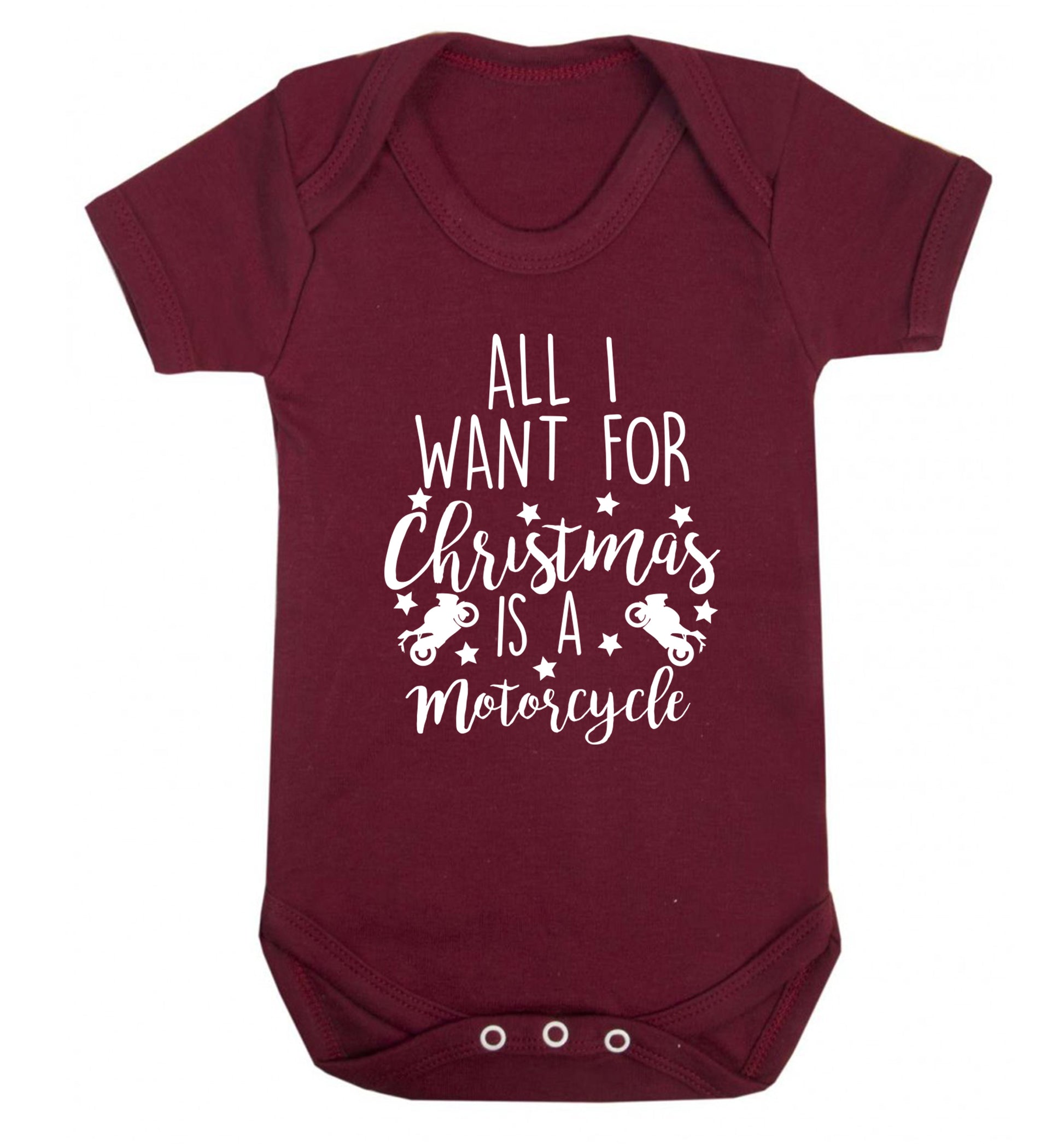All I want for Christmas is a motorcycle Baby Vest maroon 18-24 months