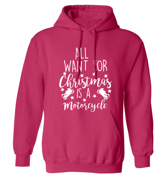 All I want for Christmas is a motorcycle adults unisex pink hoodie 2XL