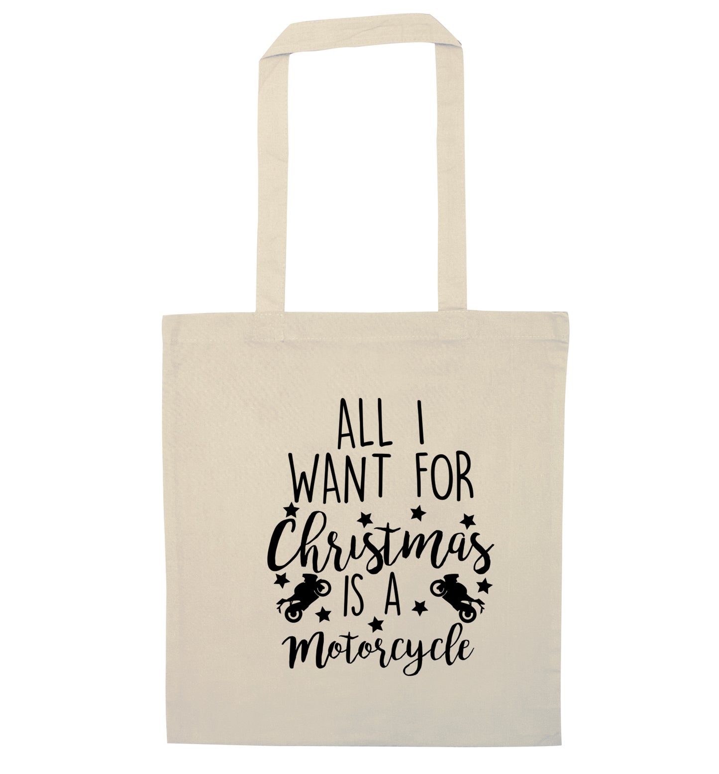 All I want for Christmas is a motorcycle natural tote bag
