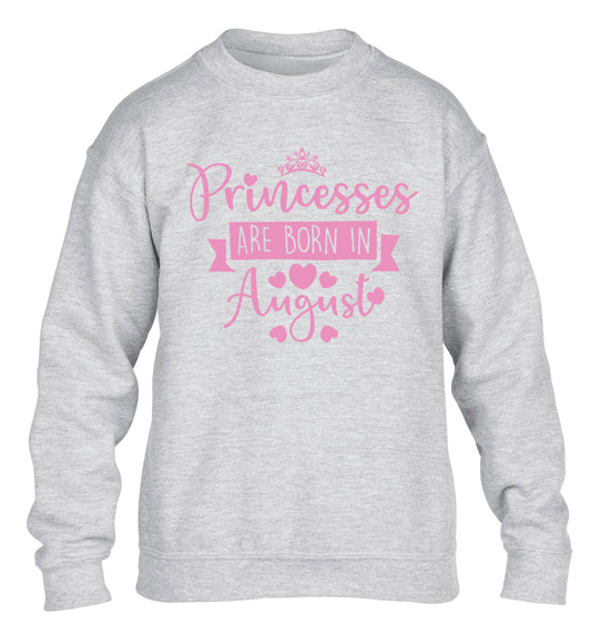 Princesses are born in August children's grey sweater 12-13 Years