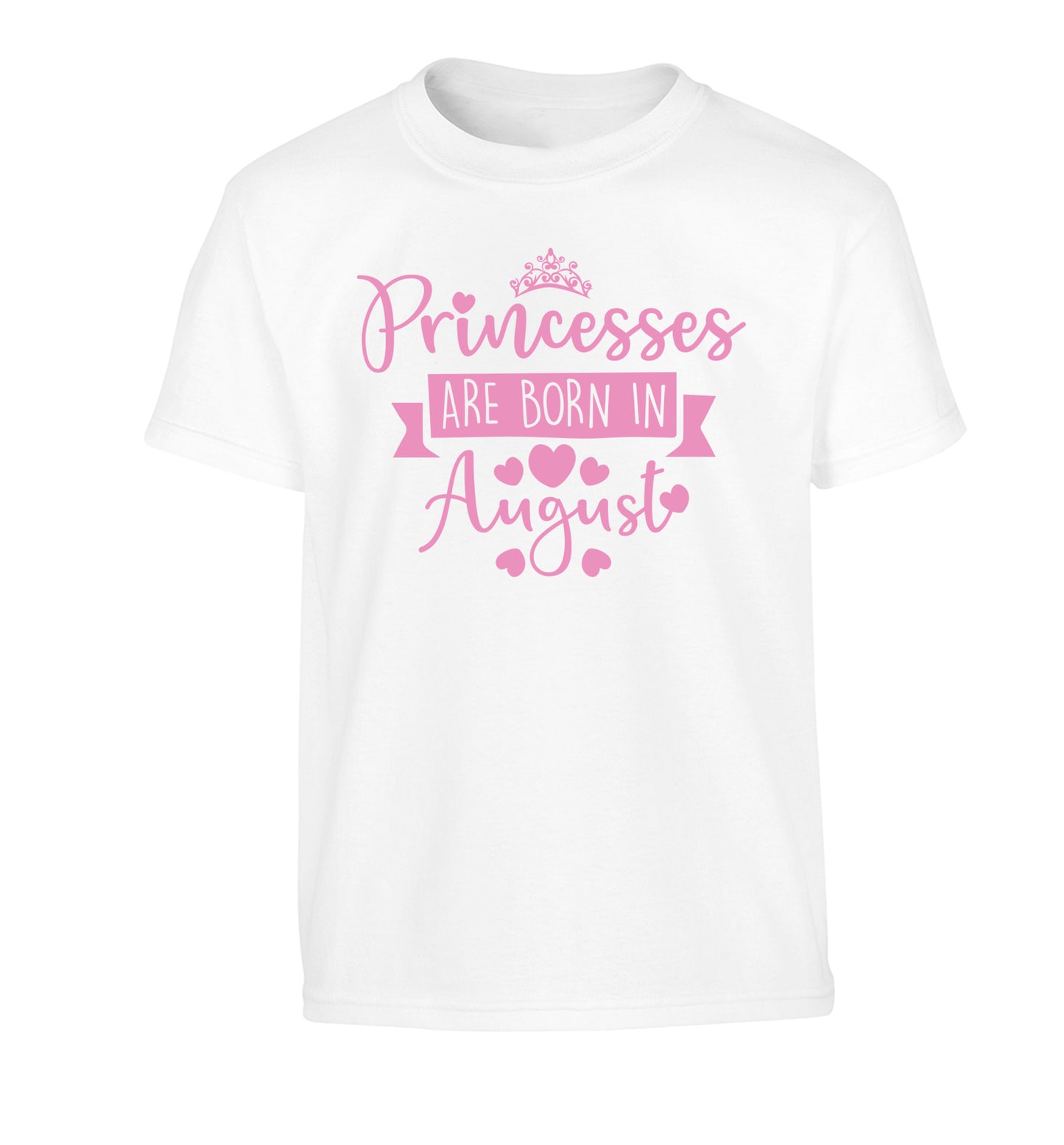 Princesses are born in August Children's white Tshirt 12-13 Years