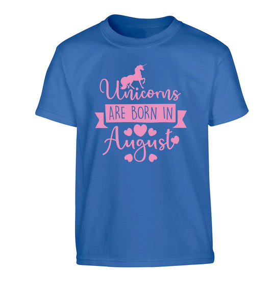 Unicorns are born in August Children's blue Tshirt 12-13 Years