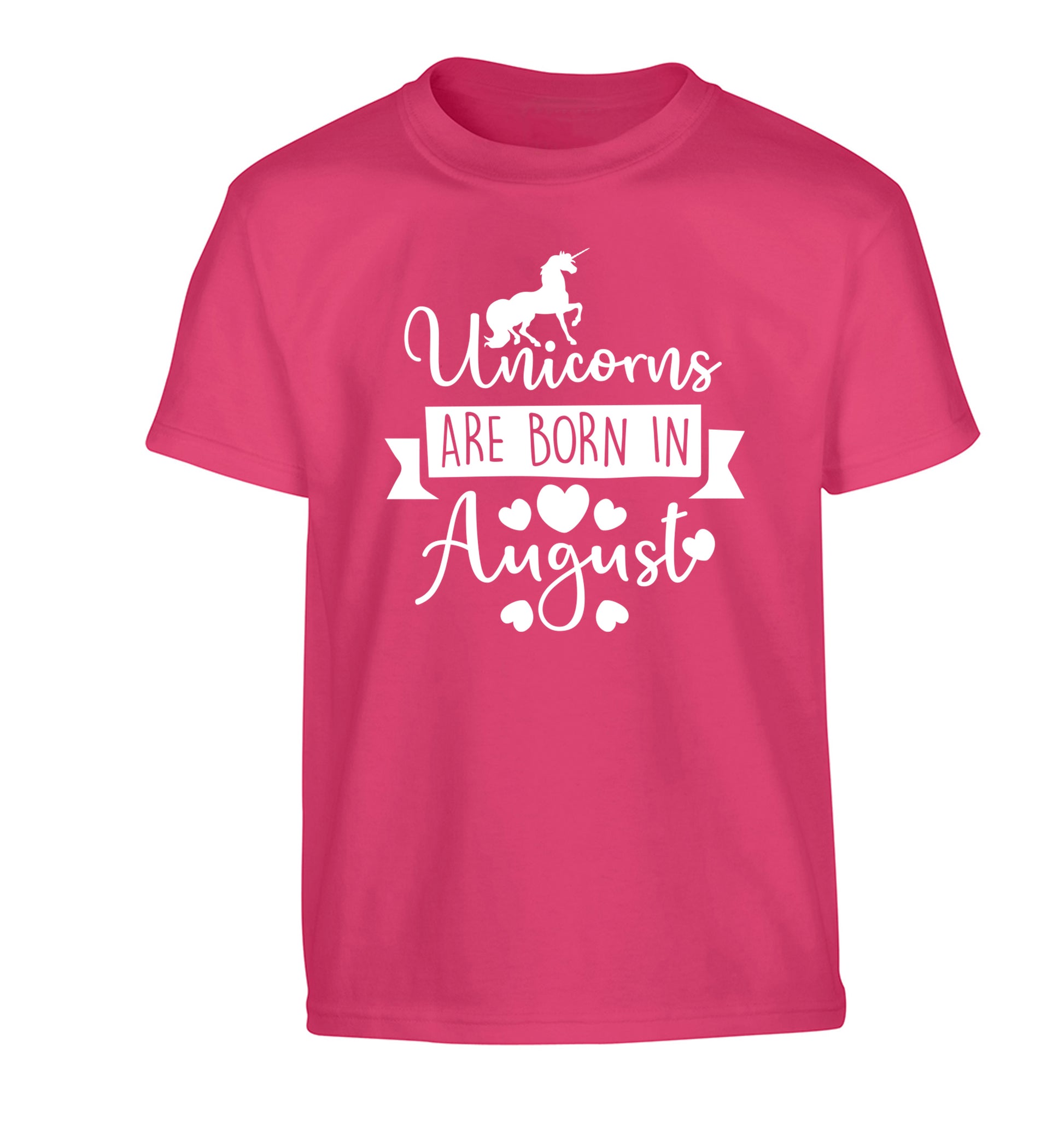 Unicorns are born in August Children's pink Tshirt 12-13 Years