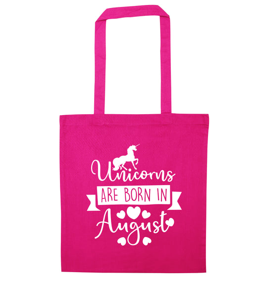 Unicorns are born in August pink tote bag