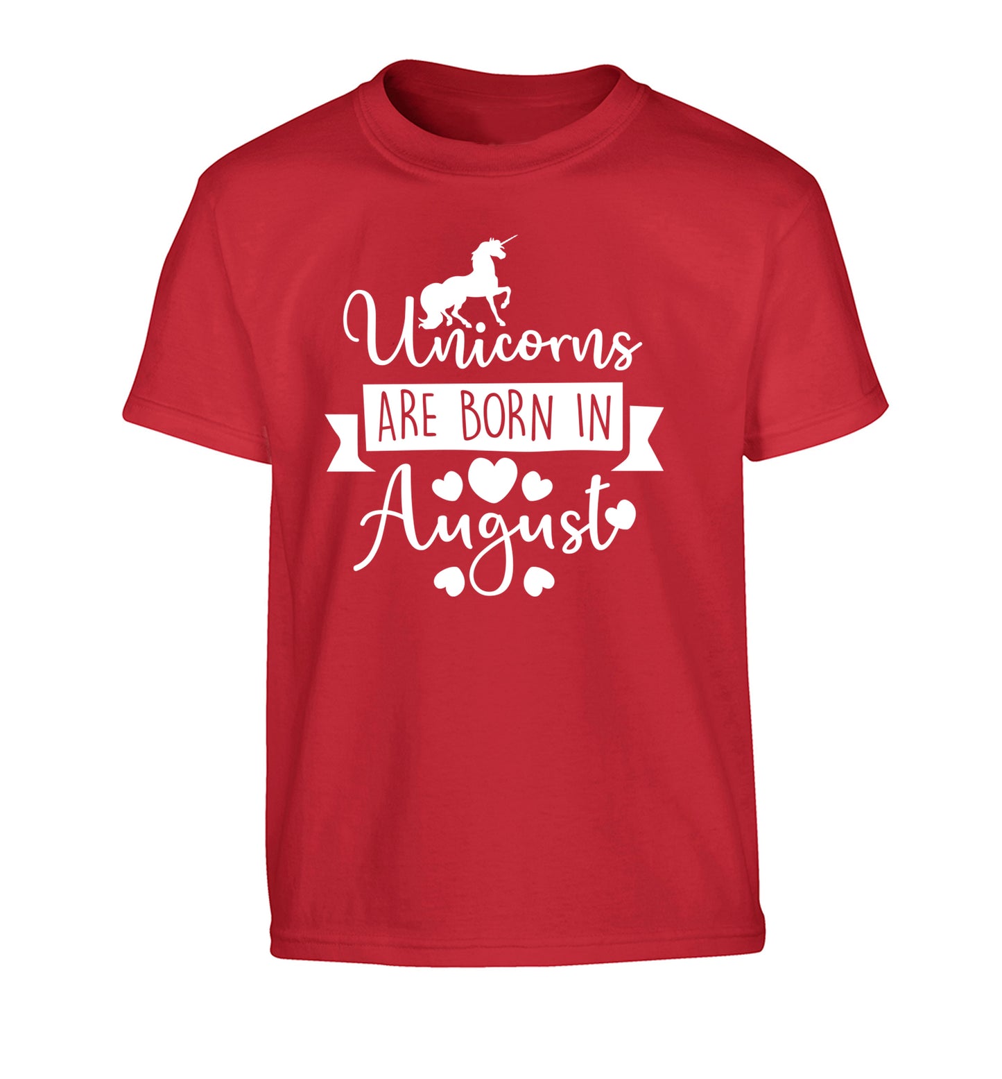 Unicorns are born in August Children's red Tshirt 12-13 Years