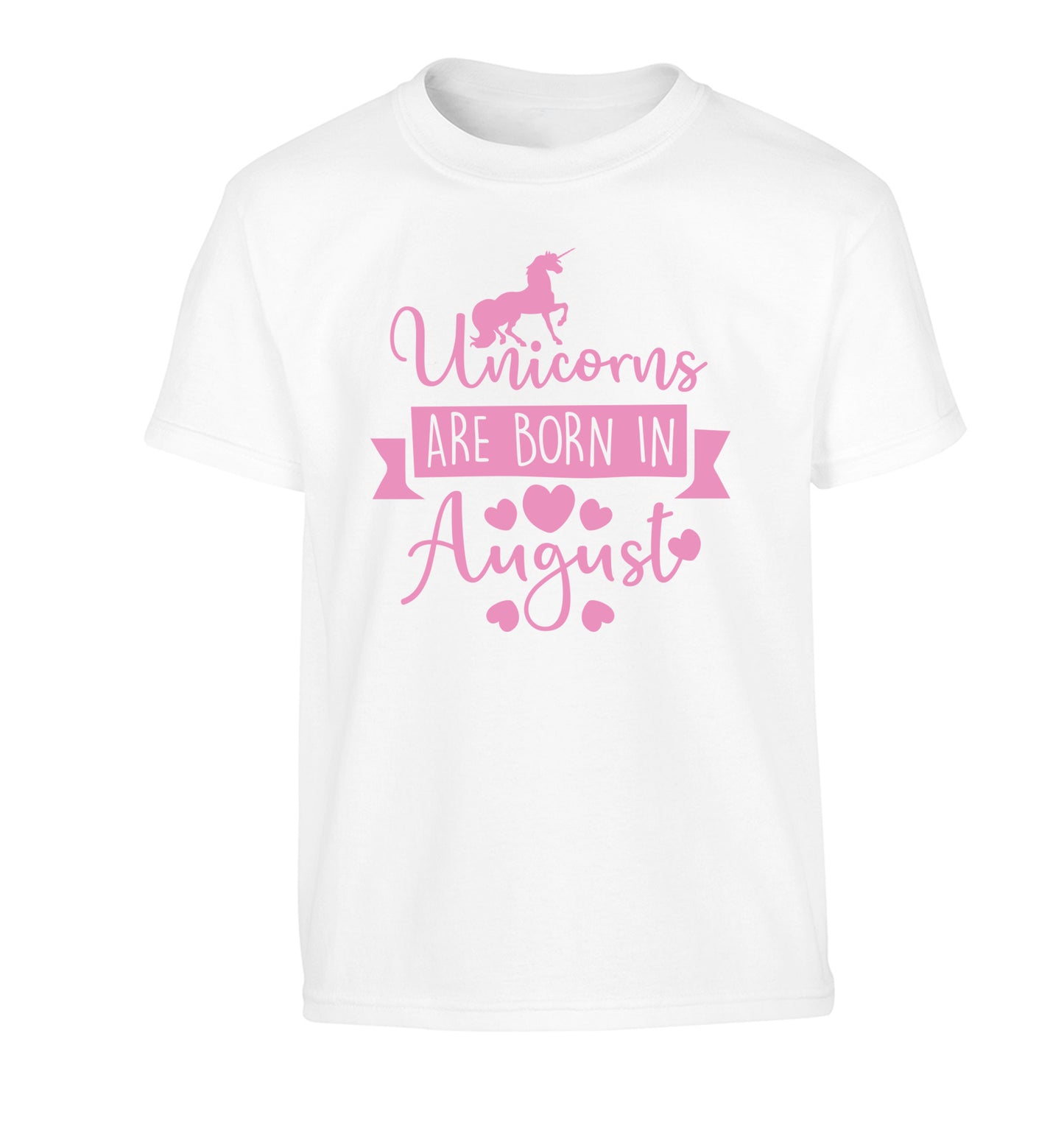 Unicorns are born in August Children's white Tshirt 12-13 Years